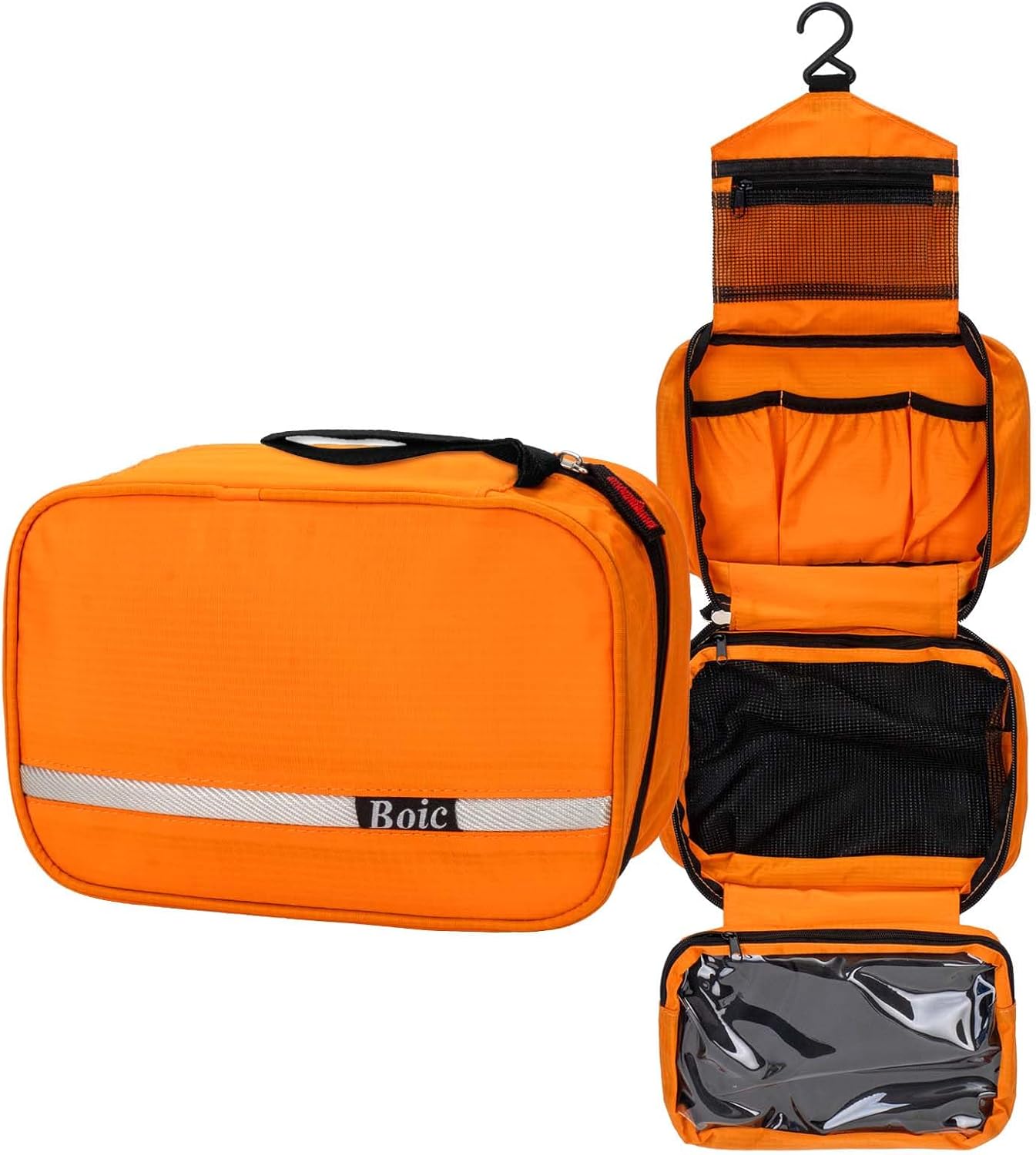 Hanging Toiletry Bag, Travel Toiletry Bag for Women, Mens, Waterproof Folding Portable Travel WashBag Makeup Cosmetic Organizer for Women for Business Trip, Gym and Vacation (Orange)
