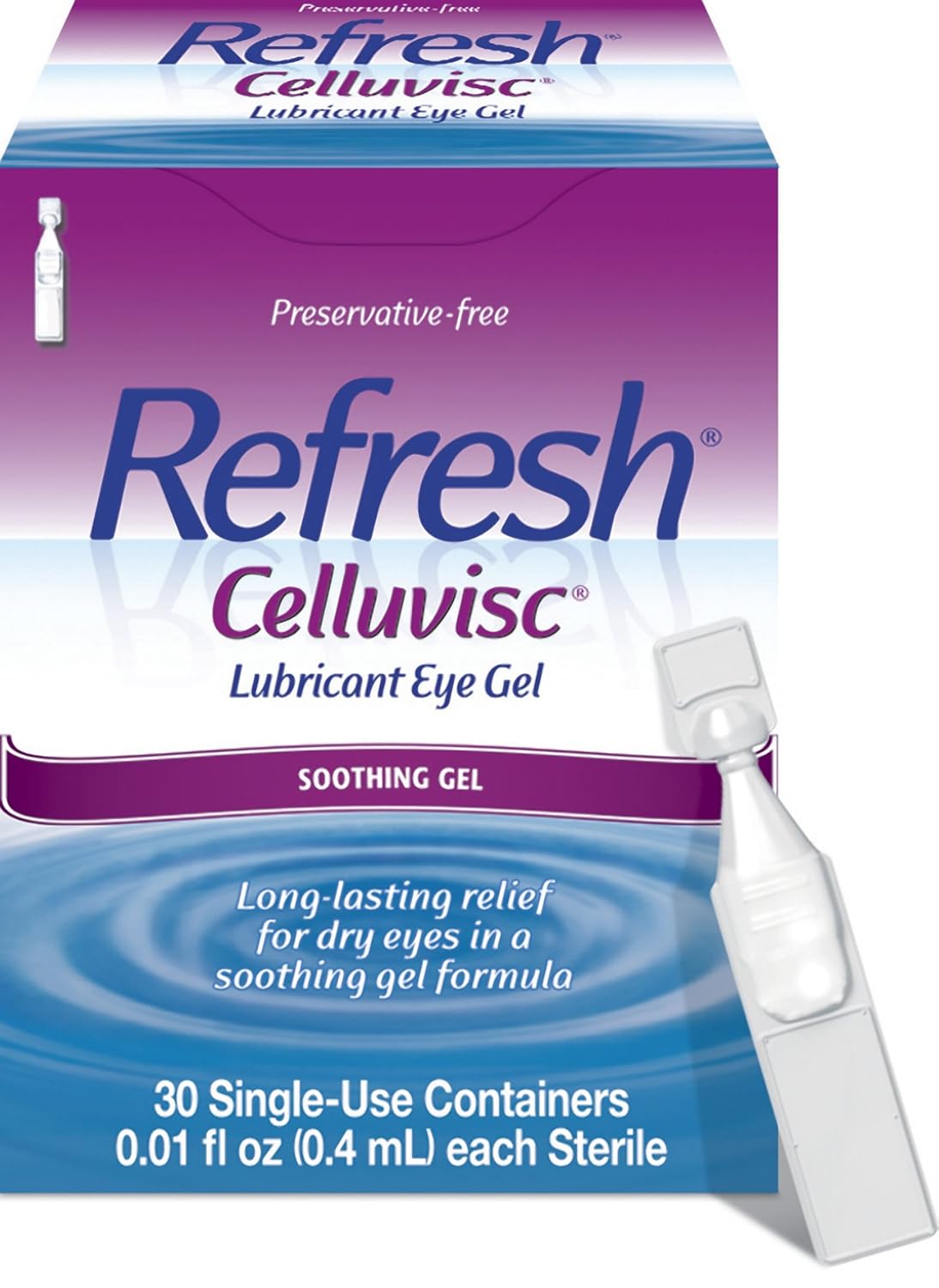 Refresh Celluvisc Lubricant Eye Gel Preservative-Free Tears, 0.01 fl oz (0.4 mL), 30 Single-Use Containers