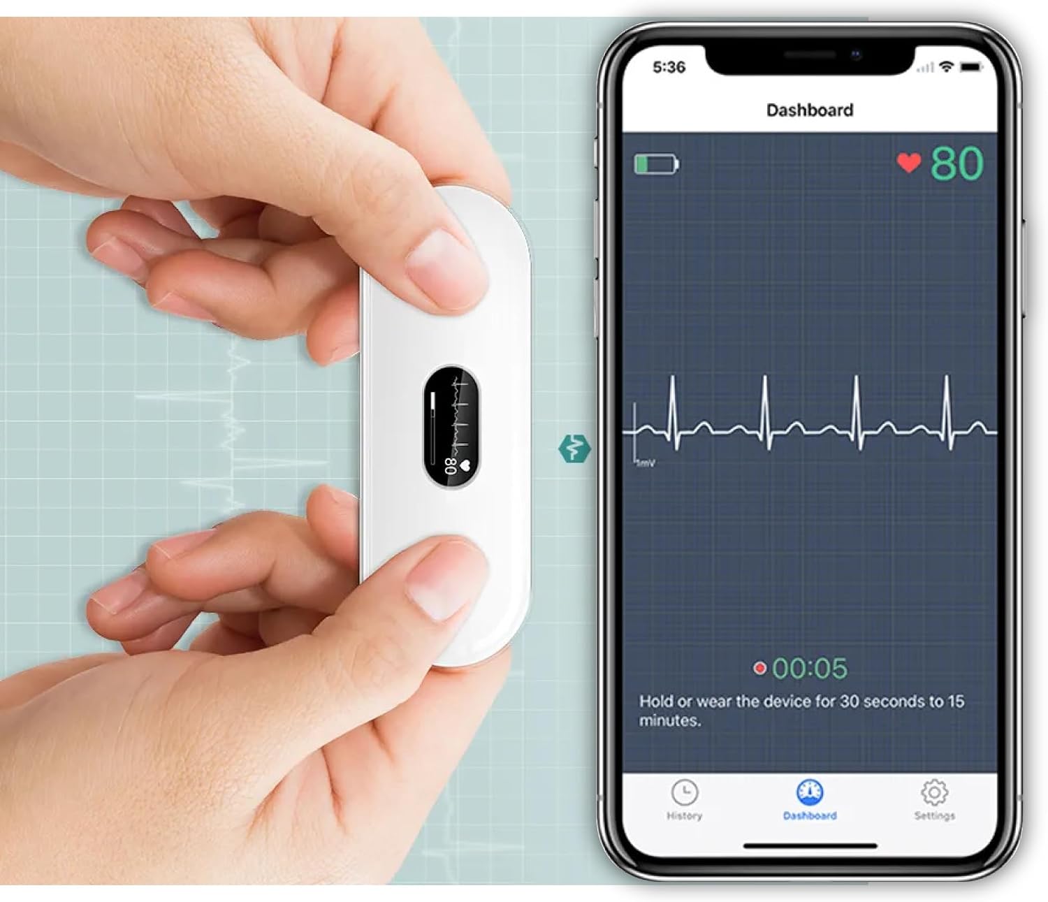 Personal ECG Heart Monitor with Chest Strap - Record ECGs at Home - Detects Atrial Fibrillation and Irregular Arrhythmias Results in 30 Seconds - Works with Most Smartphones