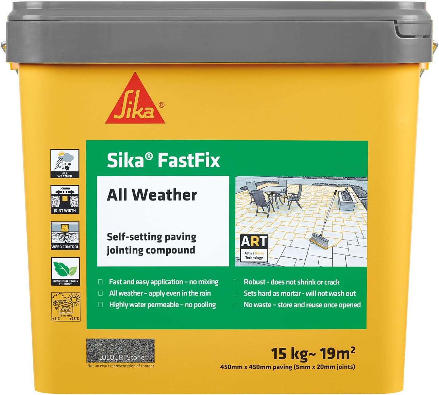 Sika FastFix Self-Setting Paving Jointing Compound, Stone, 15kg 19 sq.m