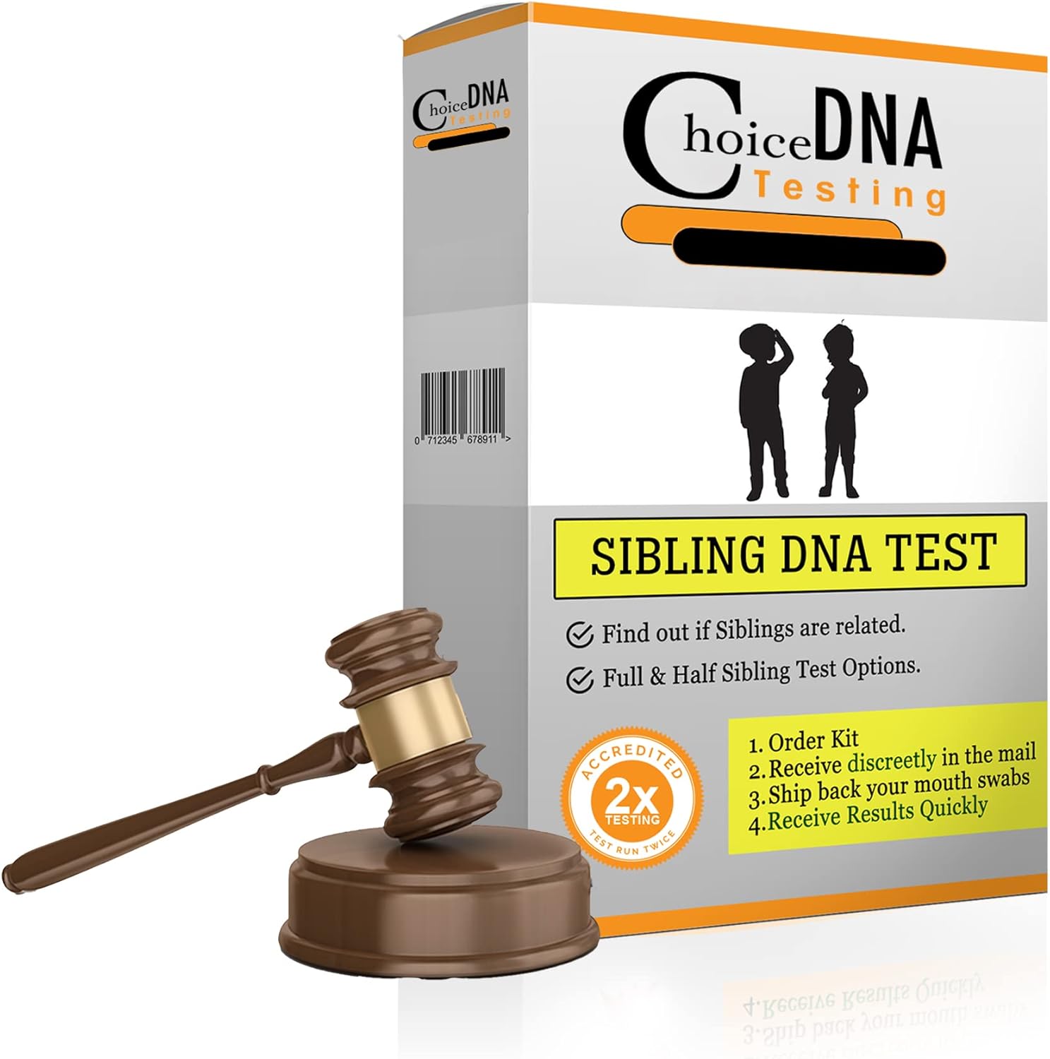 Choice DNA Full or Half Sibling DNA Test with Chain of Custody, Sibling DNA Test with Local Clinic Collection, DNA Kit with All Lab Fees Included, Results in 2-6 Business Days