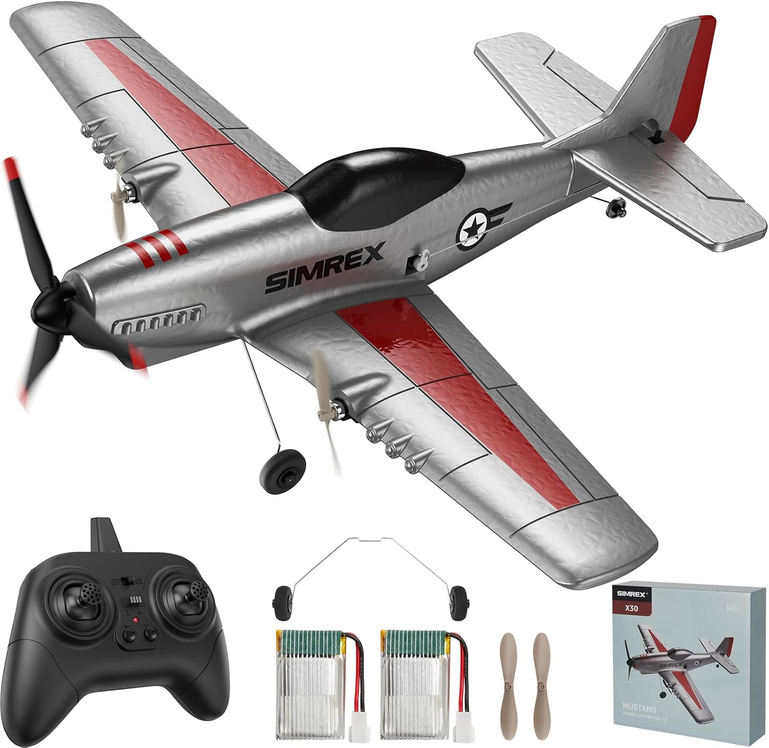 RC Plane for Kids - 2.4GHz 3-Channel RC Glider Airplane Toy with 6-Axis Gyro Stabilizer, 2 Batteries Included, Gift for Boys and Girls