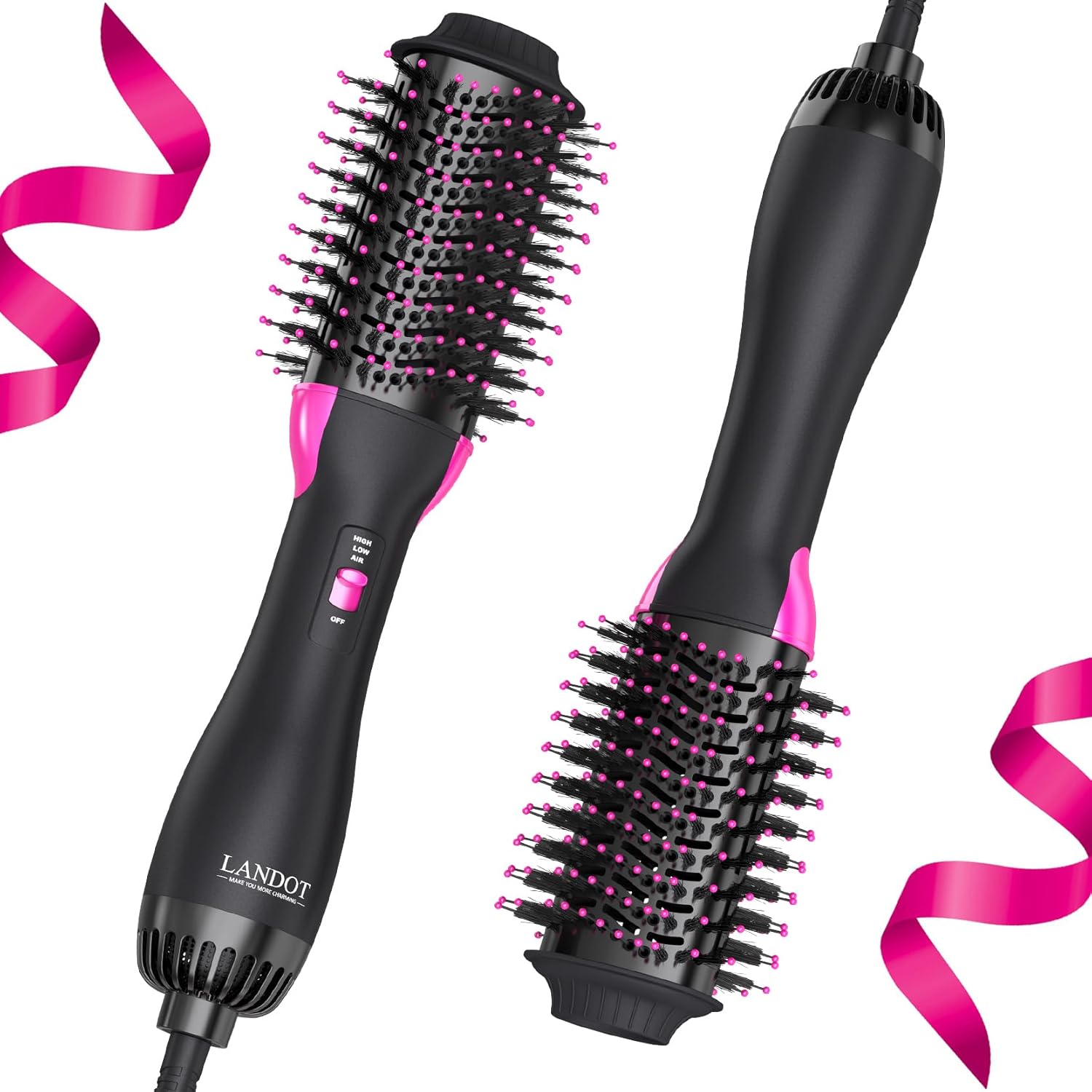 One-Step Hair Dryer Brush Blow Dry Brush: 4 in 1 Hairdryer and Volumizer Hot Air Styler for Drying Straightening Curling & Volumizing - Anti-Frizz & Volume Boost for Smooth Bouncy Hair