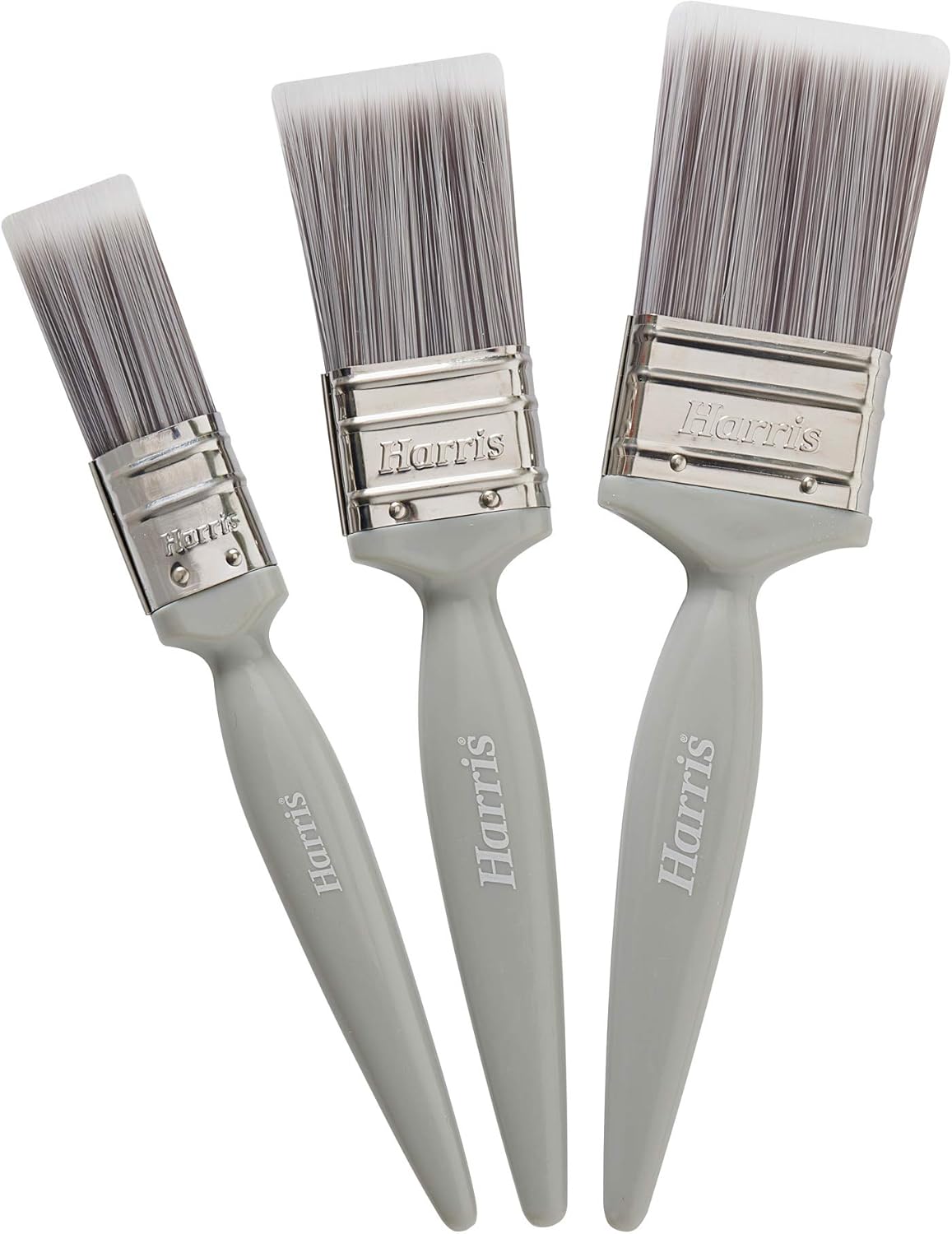 Harris Essentials Walls & Ceilings Paint Brushes, 3 Brush Pack, 1", 1.5", 2",Grey