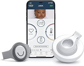 HALO SleepSure Smart Baby Monitor - Live Heart Rate View, Rollover, Skin Temperature, and Motion Notifications with On-The-Go Monitoring, Historic Sleep Data, Customizable Settings – Gray