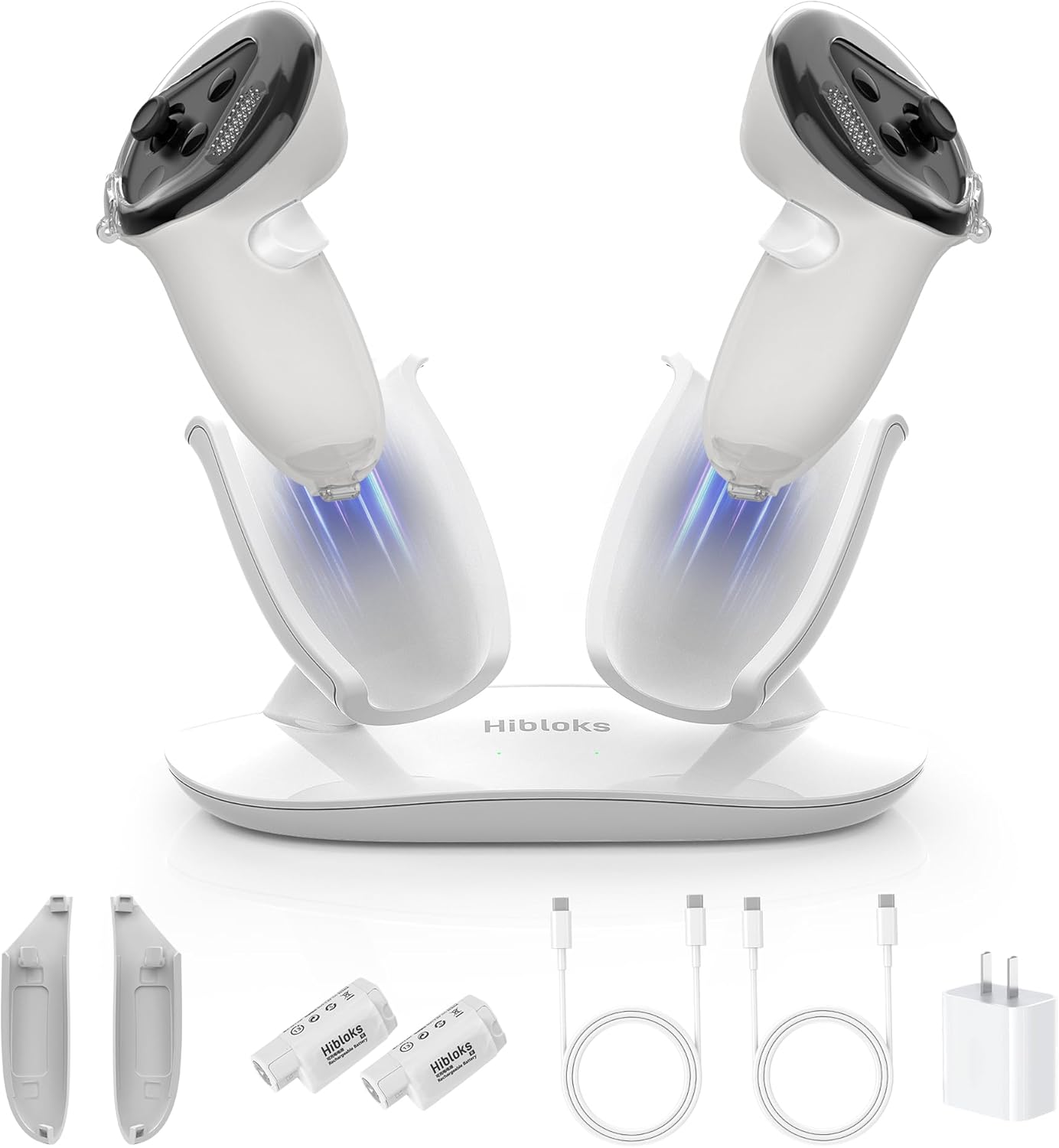 Rcstyle Charging Dock for Meta Quest 3/3S,Oculus Quest 3 Magnetic Wireless Charging Station for Grip Controller with 20W Fast Charging Power Adapter & 2 Rechargeable Batteries & 2 USB-C Cable