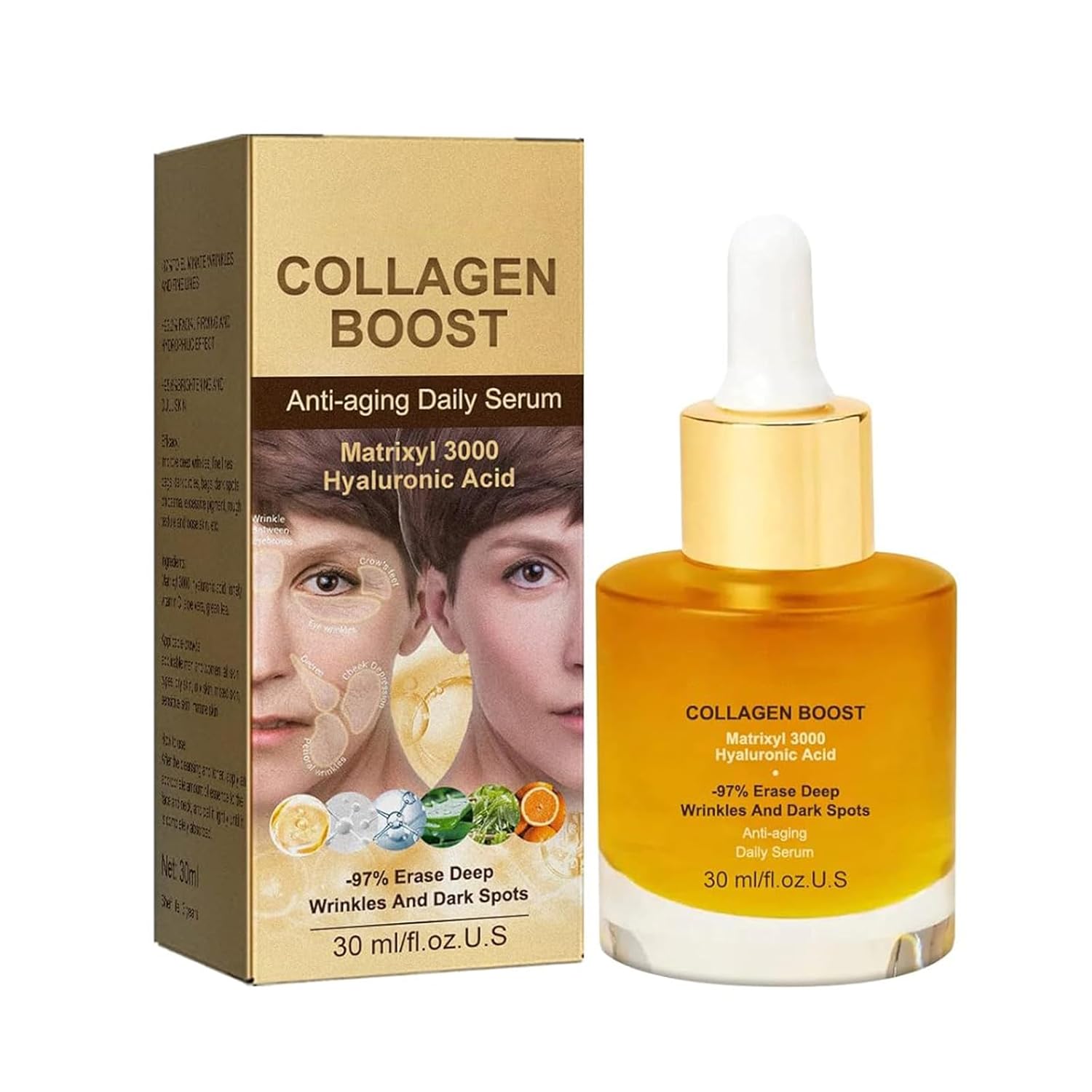 Collagen Boost Anti-Aging Serum, Collagen Peptide Anti-Wrinkle Serum, Collagen Face Serum For Skin Tightening Helps Lift, Plump, & Firm Sagging Skin, Serums For Skin Care, Anti Wrinkle Boost