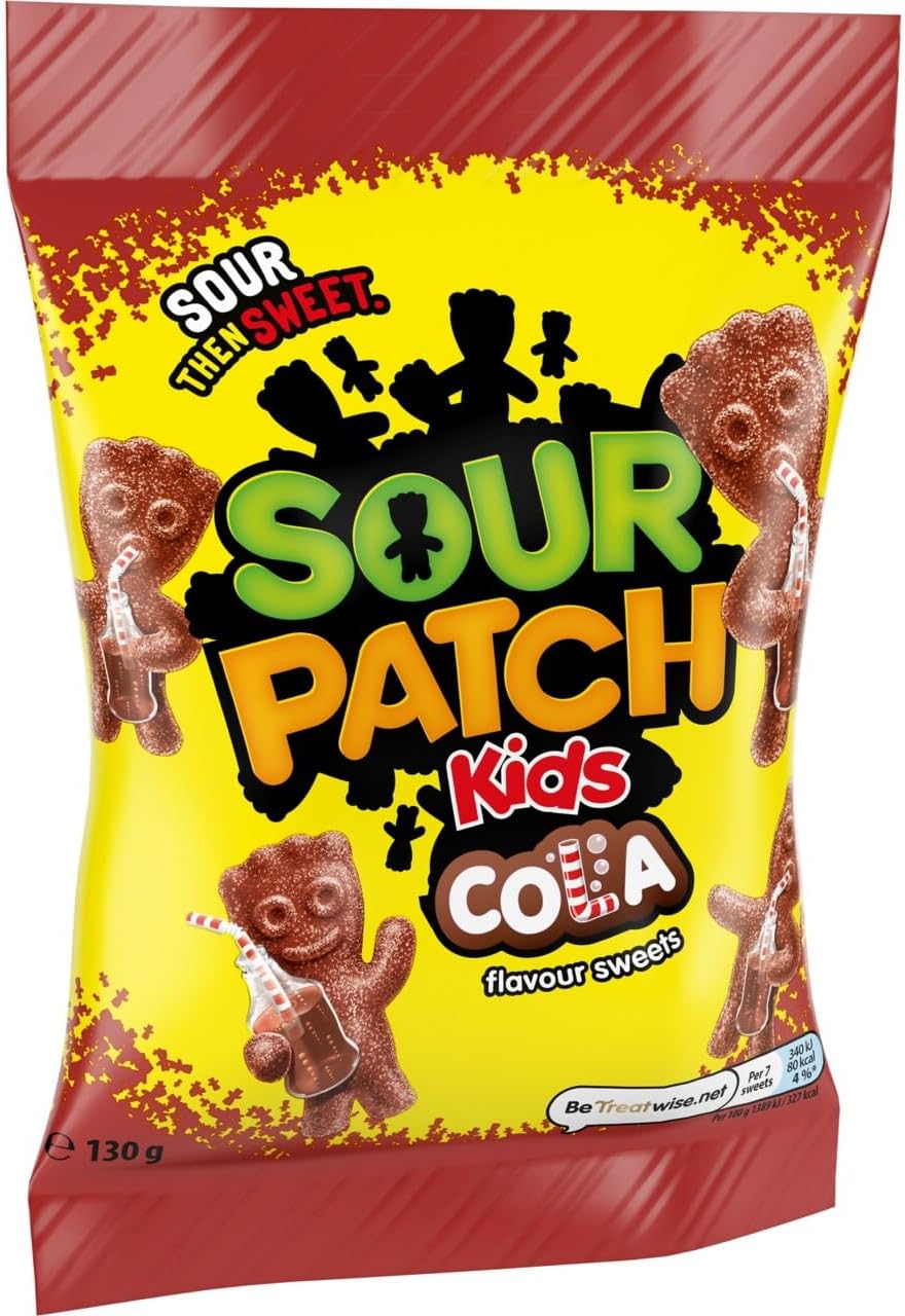 Sour Patch Kids Cola Flavour, Tangy Cola Sour Then Sweet Candies, 130 g (Pack of 1)