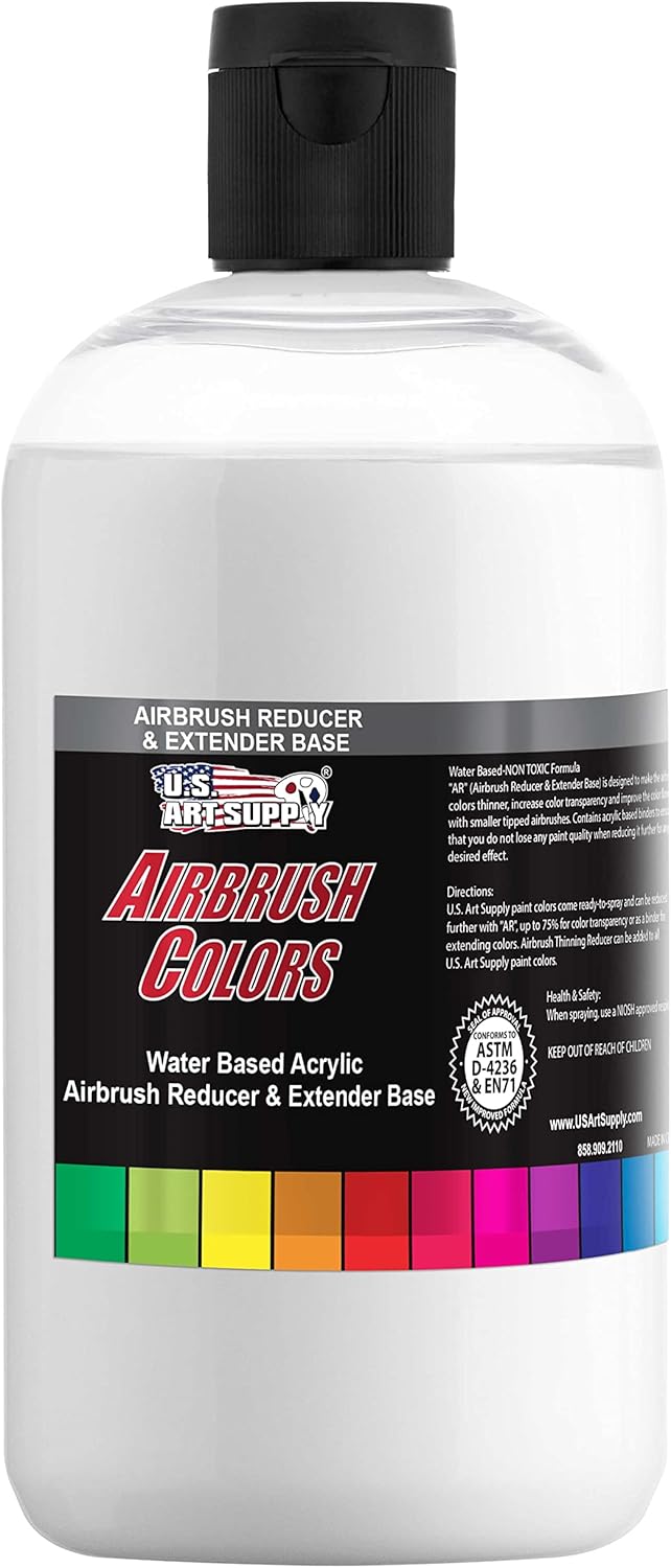 U.S. Art Supply 16-Ounce Pint Airbrush Thinner for Reducing Airbrush Paint for All Acrylic Paints - Extender Base, Reducer to Thin Colors Improve Flow - Works for Thinning Acrylic Pouring Paint