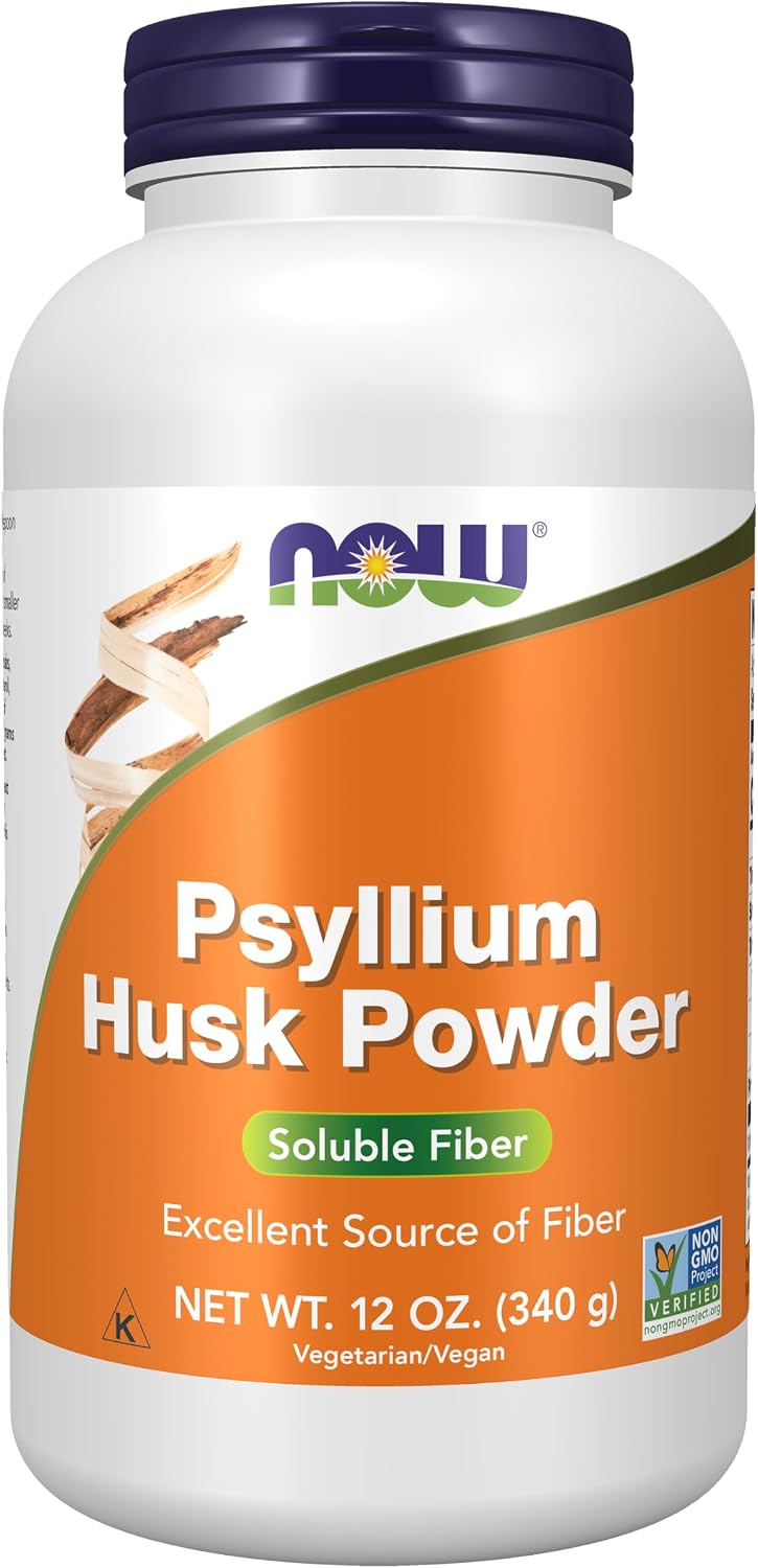 NOW Supplements, Psyllium Husk Powder, Soluble Fiber, 12-oz
