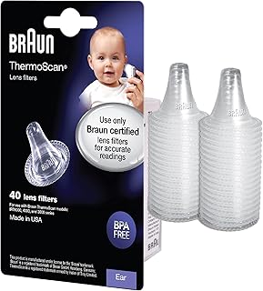 Braun ThermoScan Lens Filters for Ear Thermometer, Disposable Covers, Clear, 40 Count, FSA and HSA Eligible