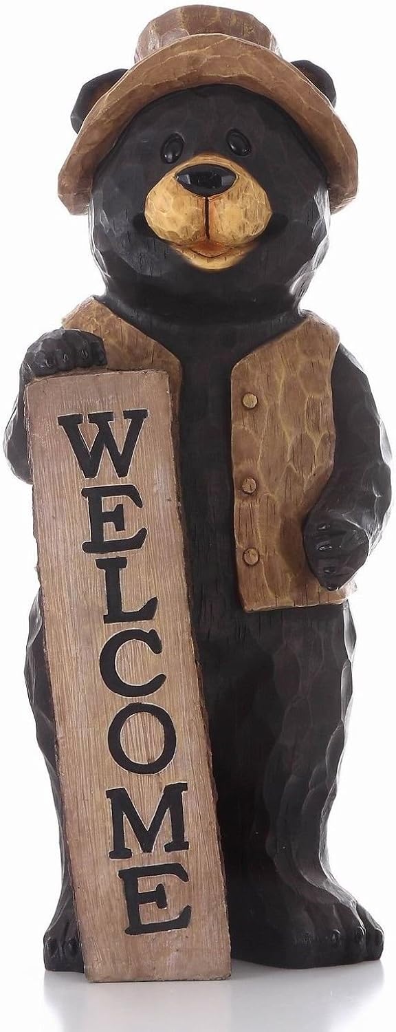 Hi-Line Gift Ltd Bear Standing with Welcome Sign Statue