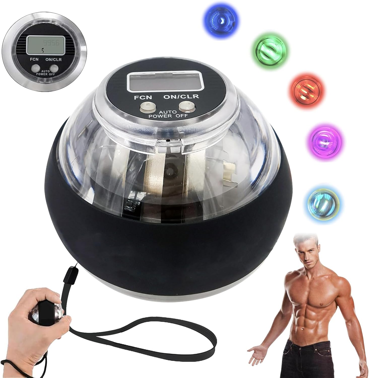 Gyro Ball Powerball Gyroscope 2025, Curaball Hand Strengthening Device - Auto-Start Hand Exerciser with Counter, Wrist Strengthener, Torqueball Resistance Trainer for Arm Fingers, Colorful LED Lights
