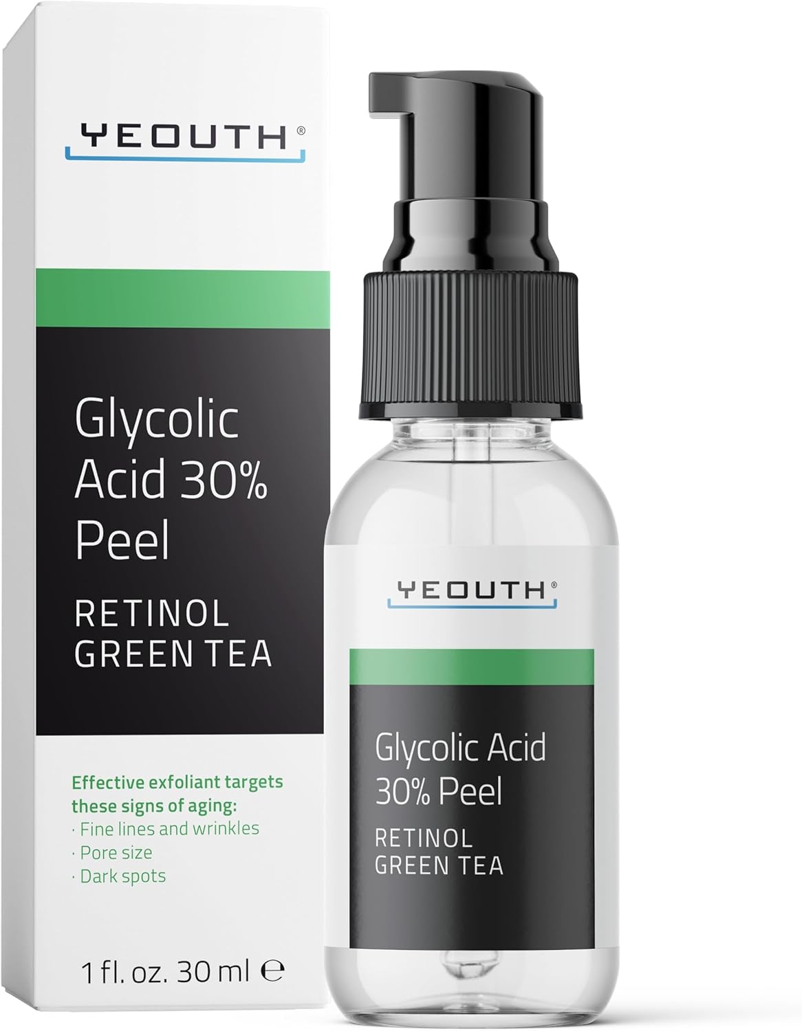 YEOUTH Glycolic Acid Peel for Face, At Home Exfoliator Aha 30% Glycolic Acid Face Peel with Retinol, Designed to Refresh & Smooth the Appearance of Skin 30ml
