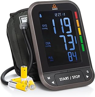 Dario Blood Pressure Monitor for Home Use Gen2 Automatic Machine, LCD Backlit Display, Large Adjustable Arm Cuff (8.75-16.5in) Smart Bluetooth App & Carry Case