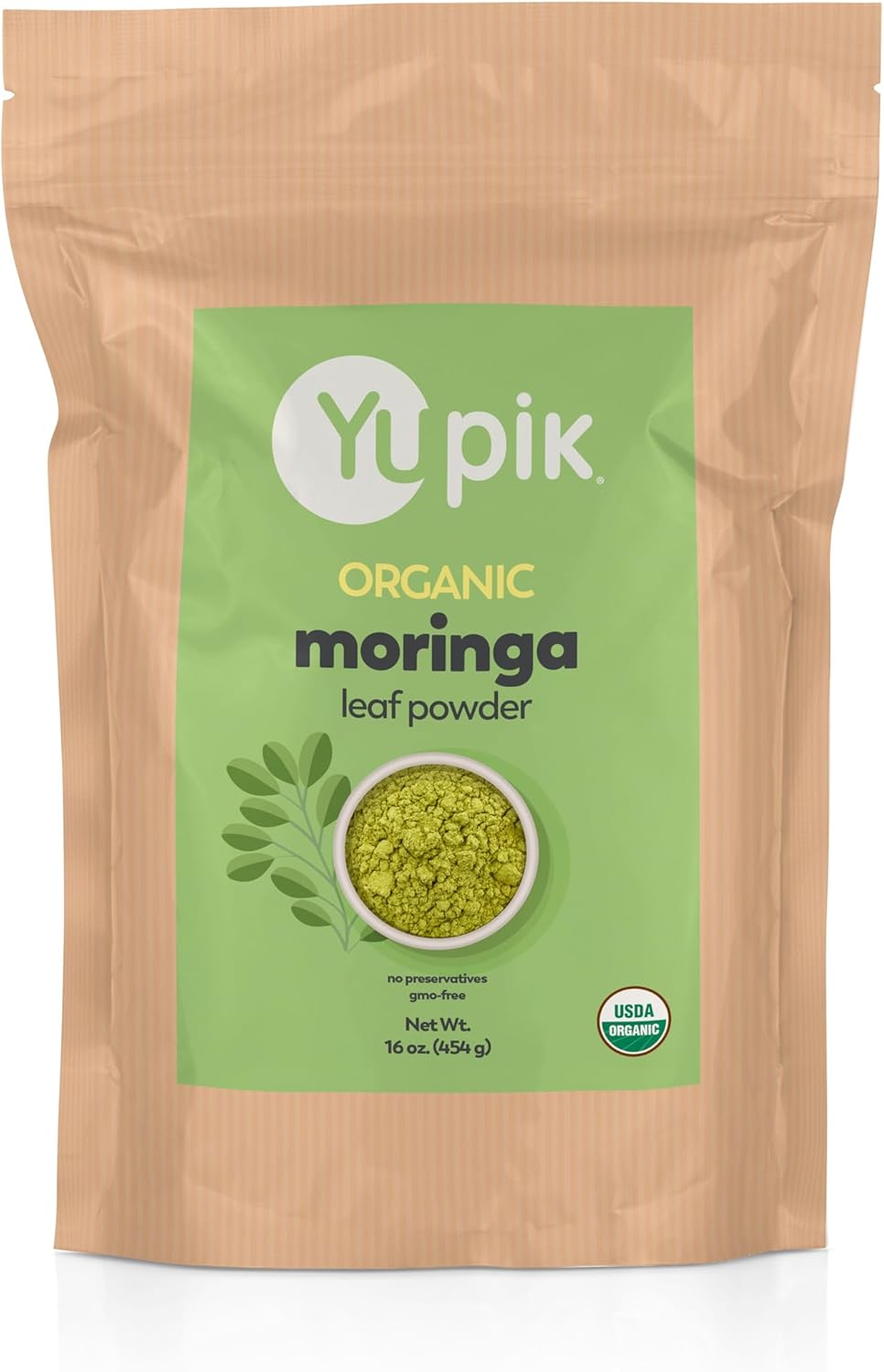 Yupik Organic Powder Superfood, 1 lb Moringa Leaf, 16 Oz, Non-GMO, Vegan, Gluten-Free