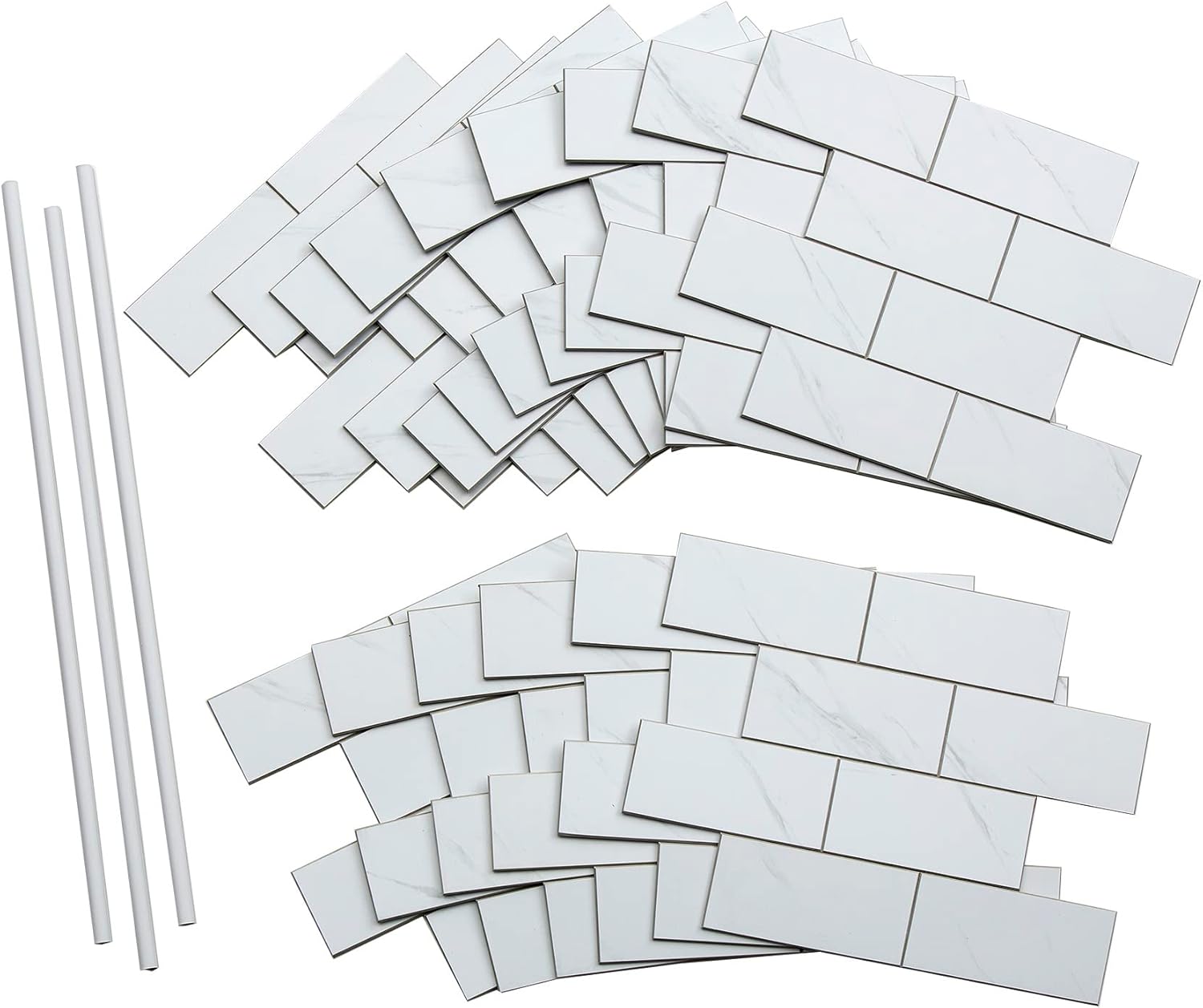 Aspect Peel and Stick Collage Tile in Carrara Subway (15 Sq Ft Kit)