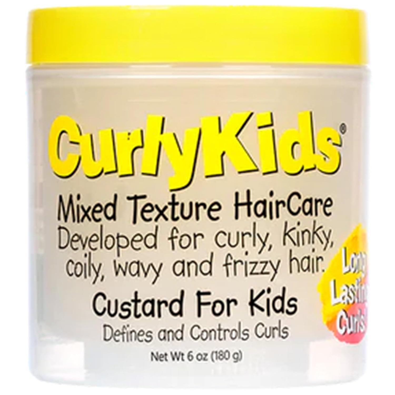 CurlyKids Mixed HairCare Custard for Kids – Lightweight Curl Defining Custard for Curly, Coily, Kinky & Wavy Hair – Frizz Control, Moisturizing & Shine-Boosting Hair Care for Kids – 6oz