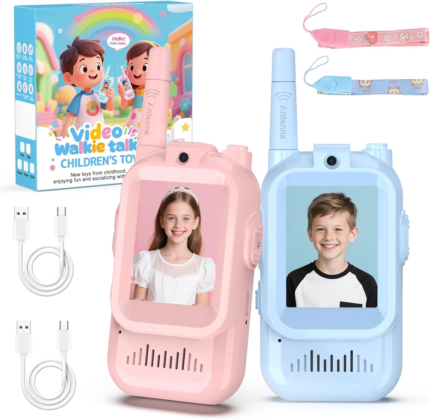 Kids Walkie Talkies with Video, Walkie Talkies for Kids for 3 4 5 6 7 8 Years Old Boys and Girls, Outdoor Toys Garden Games Birthday Gifts, Visual Walkie Talkie Long Range