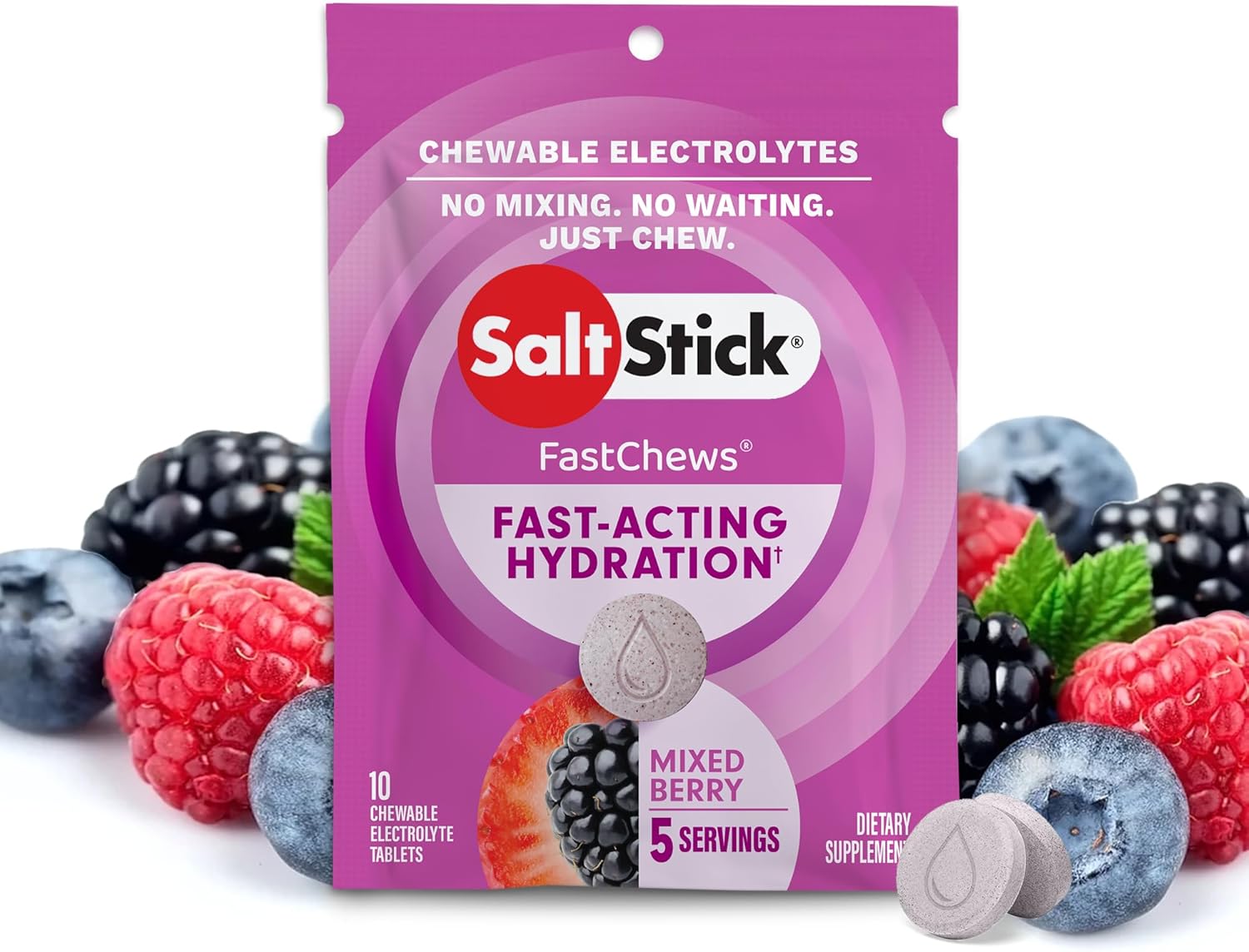 Saltstick Fastchews Electrolyte Replacement - Pack of 10 Chews (Mixed Berry)