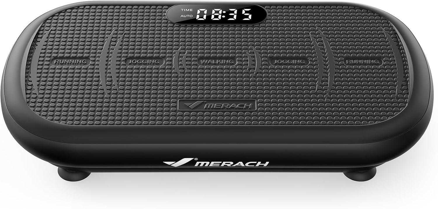 MERACH Vibration Plate Exercise Machine, Vibration Plate 440 Lbs Capacity, Bluetooth and Silicone Pedal, Stimulate Deep Fat, Vibration Plate for Lymphatic Drainage, Vibrating for Weight Loss