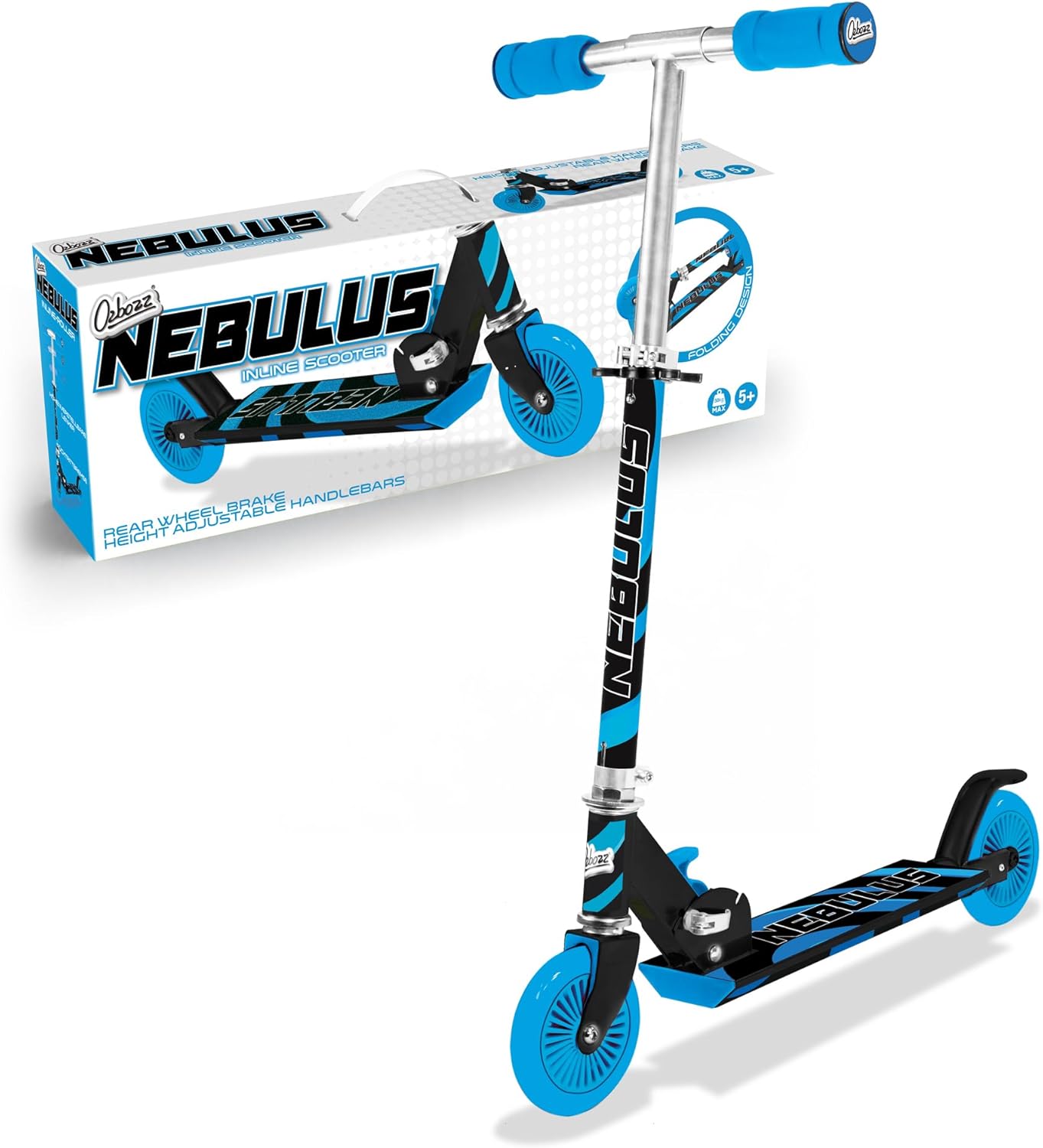 Ozbozz NEBULUS SCOOTER - Black and Blue - Chrome Finish