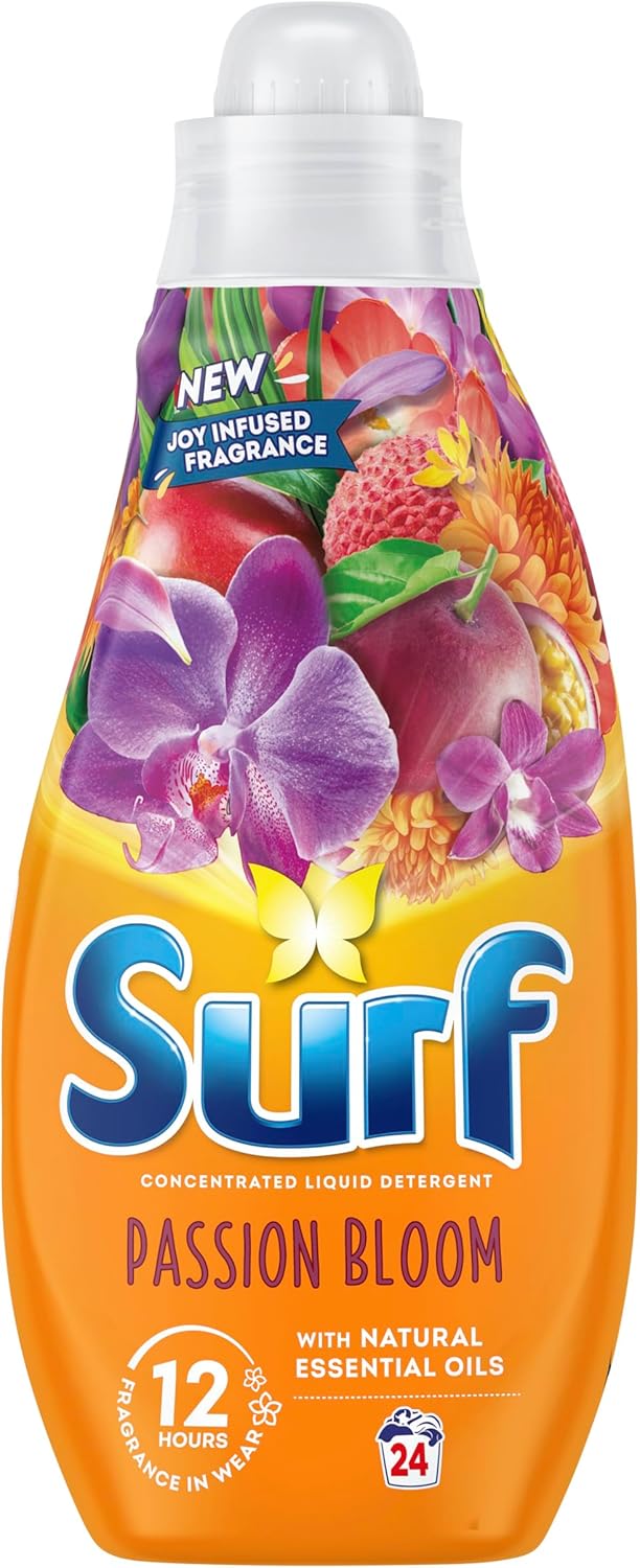 Surf Passion Bloom Laundry Washing with a joy-infused fragrance & natural essential oils lasting up to 12 hours in wear Liquid Detergent for brilliantly clean results 24 washes