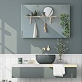 FOTOSOK Medicine Cabinet with 3 Mirrored Doors, Surface or Recessed Mount Bathroom Medicine Cabinet, Frameless Mirror Cabinet, 34.4" W x6.1 D x 23.6" H