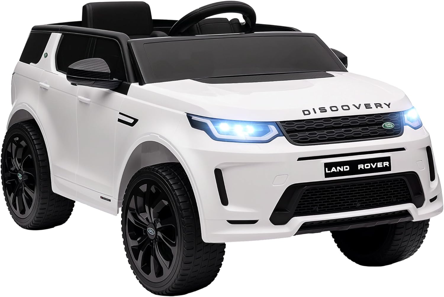 Qaba 12V Kids Ride on Car, Land Rover Discovery Sport Licensed Battery Powered Kids Electric Car with Remote Control, Soft Start, LED Lights, Music Horn, 3 Speeds, White