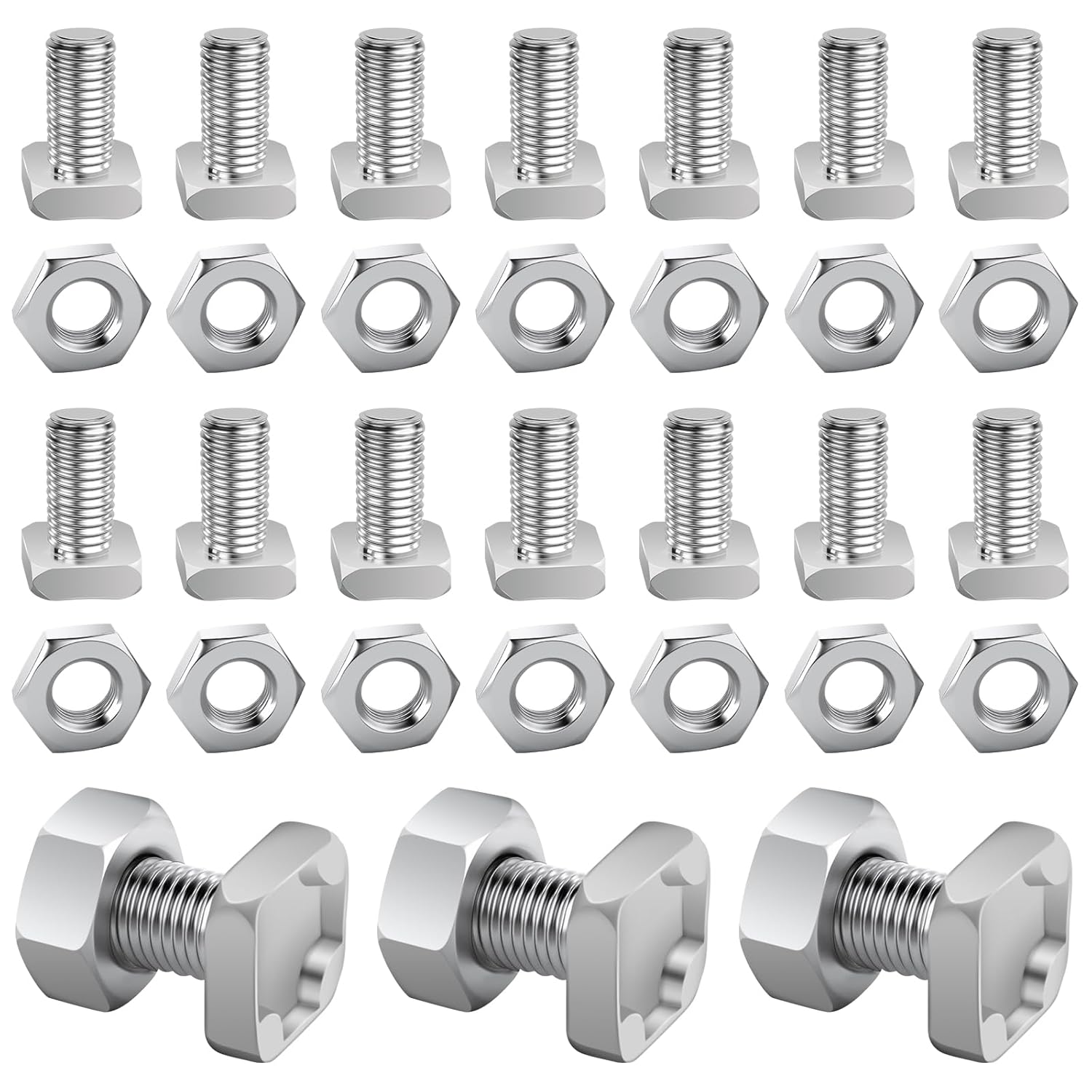 100Pack-Greenhouse Bolts and Nuts, Aluminium Square Head Bolts & Hex Nuts, Repair Kit Parts for Greenhouse and Garden Fixing