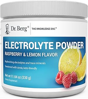 Dr. Berg Zero Sugar Hydration Keto Electrolyte Powder - Enhanced w/ 1000 mg of Potassium & Real Pink Himalayan Salt (NOT Table Salt) - Raspberry & Lemon Flavor Hydration Drink Supplement - 50 Servings