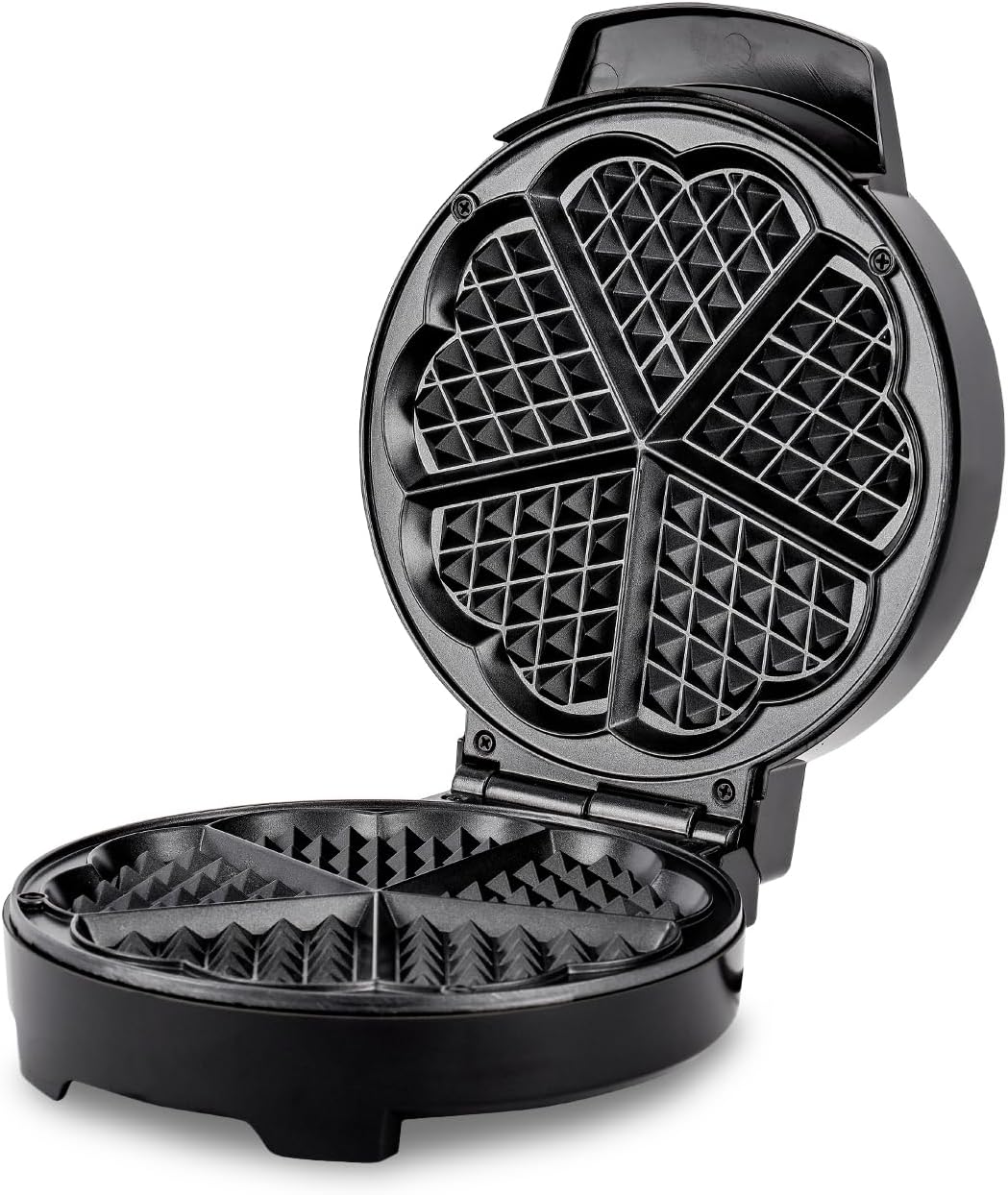 Geepas Waffle Maker – 5 Slice Heart Shaped Non-Stick Electric Belgian Waffle Maker with Adjustable Temperature Control – American Waffle Machine, Waffle Iron - 2 Years Warranty, 1000W, Silver & Black