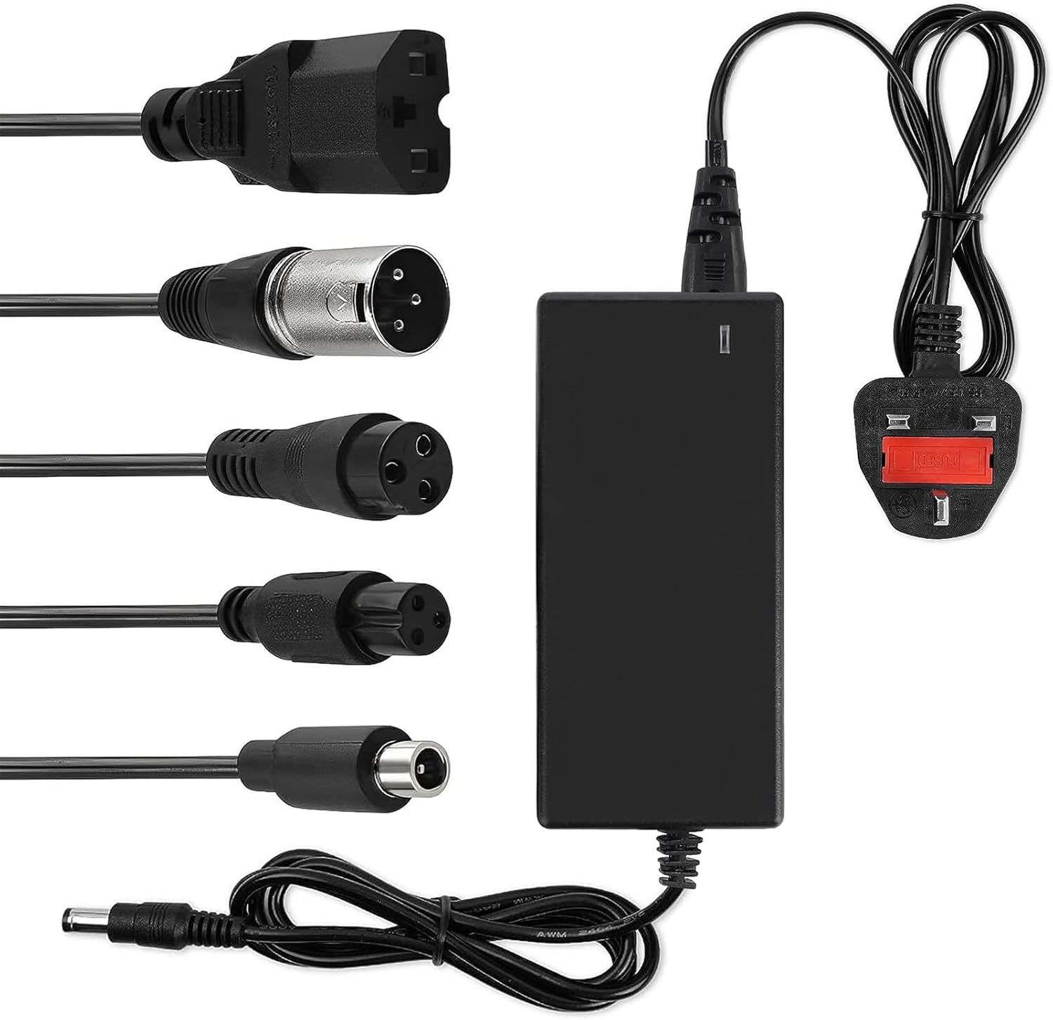 Electric Scooter Charger, 42V 2A Hoverboard Charger, Universal with 6 Connections for 36V Li-ion Batterie, for Xiaomi Scooter,Electric Bike, Mobility Scooter