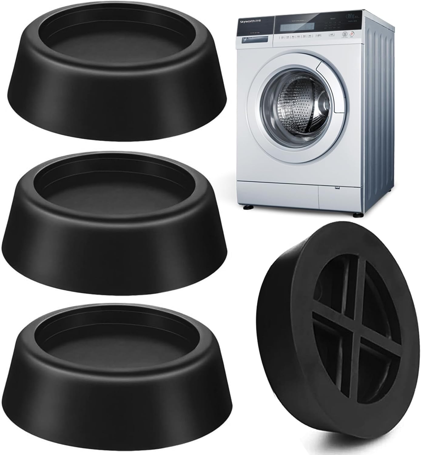 Navani Anti Vibration Pads | Universal Rubber Shock Absorber Mat for Washing Machine & Dryer | Prevent Noise & Slips | 4pcs