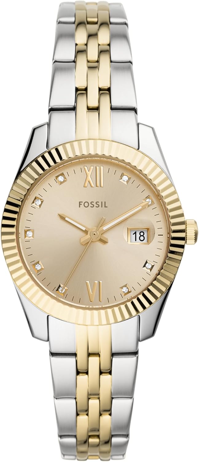 Fossil Women's Scarlette Mini Quartz Stainless Steel Three-Hand Watch, Color: Gold/Silver (Model: ES4949)