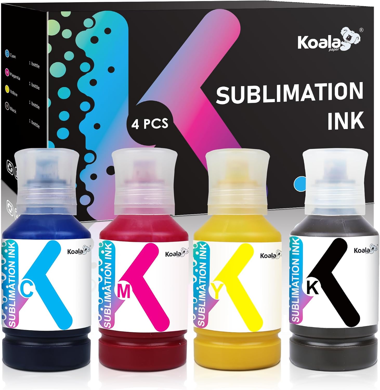 Koala Premium Sublimation Ink for ET Series Inkjet Printers ET-2400 ET-2800 ET-2803 ET-2850 ET-2720 ET-2760 ET-4800 ET-3760 ET-7720 ET-15000 /Upgrade Version/Auto-Fill