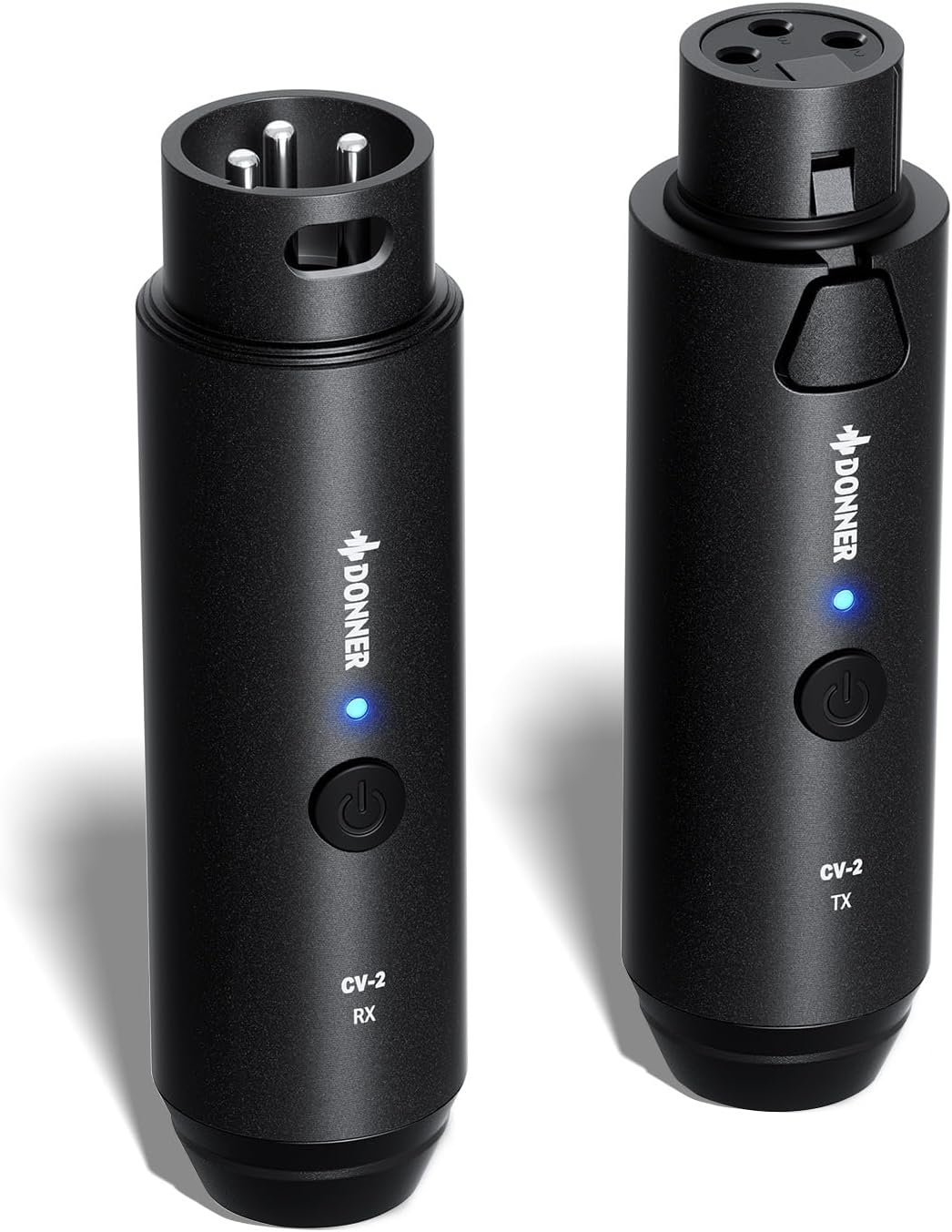 Donner Wireless XLR Microphone Transmitter Receiver, 2.4GHz Plug-on Wireless Mic Adapter with 24-bit/192kHz High-Resolution for Dynamic Microphones, Audio Mixer, PA System, Camera (CV-2)