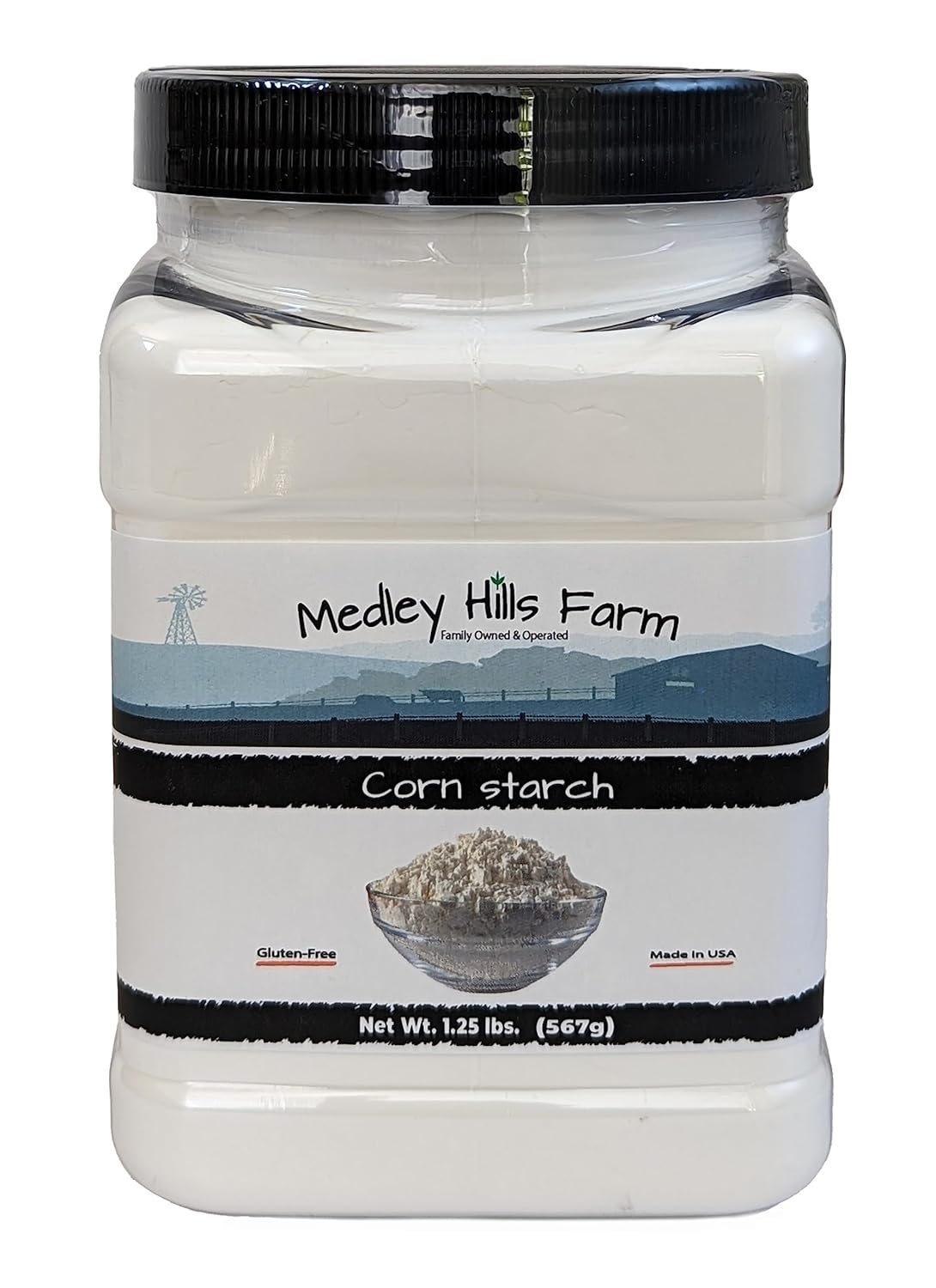 Corn starch by Medley hills farm 1.25 lbs. in Reusable Container - 100% Pure Corn Starch powder - Great Thickener for Sauces, Soups, and Gravies - Non-GMO - Gluten-Free