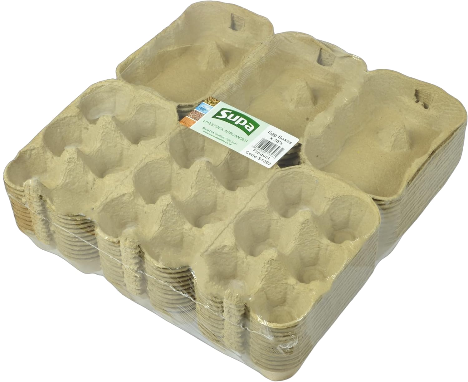 Supa Half Dozen Egg Boxes x 36 -Pieces, Traditional Fibre Egg Box, 100% Recyclable and Biodegradable. Packs are Designed to Take Chicken Eggs from Small to Extra Large.