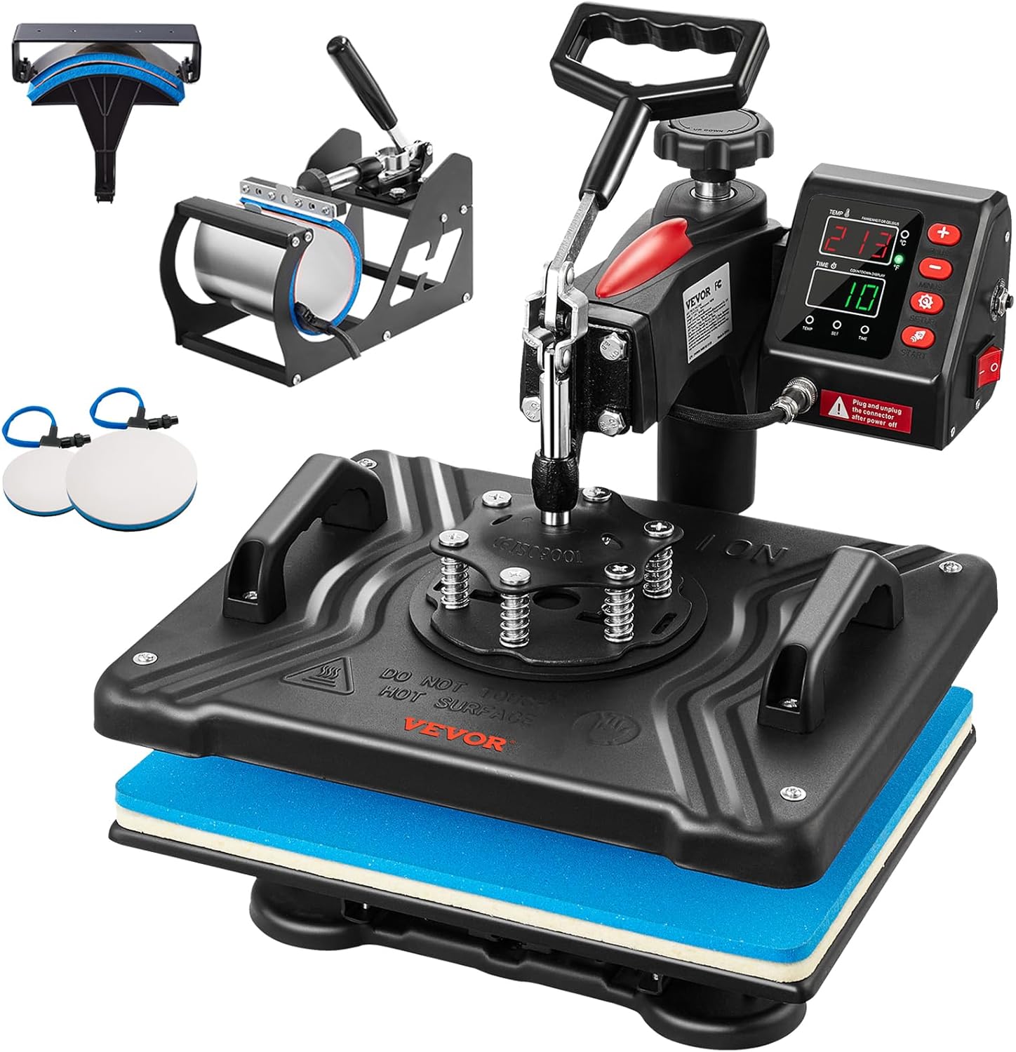 VEVOR 5 in 1 Heat Press Machine 12x15 Inch, 360° Swing Away Shirt Press Machine - Digital Professional Heat Transfer Tshirt Press Machine, Sublimation Heat Press for T Shirts Hat Cap Mug Plate