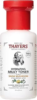 Thayers Milky Hydrating Face Toner with Snow Mushroom, Hyaluronic Acid and Elderflower, Dermatologist Recommended Gentle Alcohol Free Facial Skincare for Dry and Sensitive Skin, Paraben Free, 3 FL oz