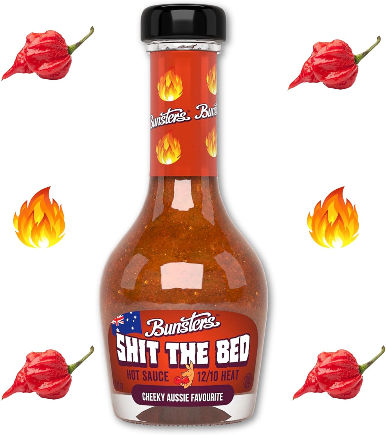 Bunsters Shit The Bed 12/10 Heat Hot Sauce - Chili Pepper Sauce, 5 fl oz - (1 x 5oz bottle)
