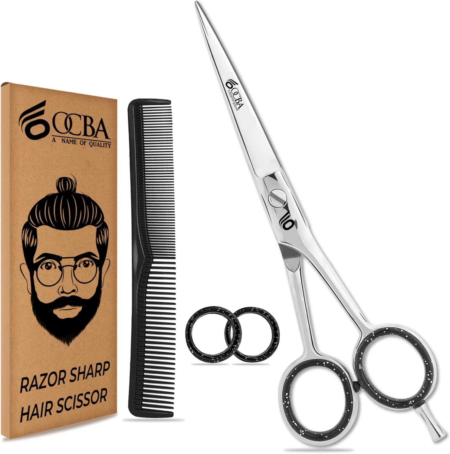 OCBA Professional 6" Hairdressing Scissor Sharp Hair Cutting Scissors for Barbers Hairdressers & Stylists Beard & Haircut Scissors for Men & Women (Classic Scissor)