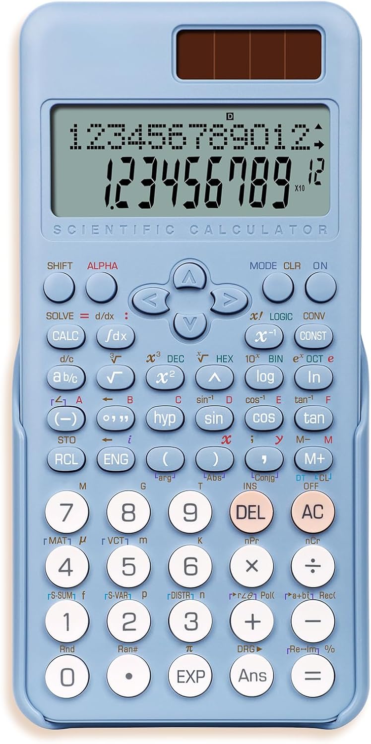 Scientific Calculator for Students, 991 MS Science Calculator with Notepad for Middle and High School Supplies Calculator with Cover (991MS-Blue)
