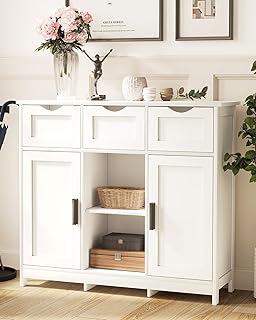Storage Cabinets，Wooden Floor Cabinet，with Drawers and Shelves Storage Cabinets，Accent Cabinet for Living Room， Bedroom，Bathroom Furniture Home Decor（White）