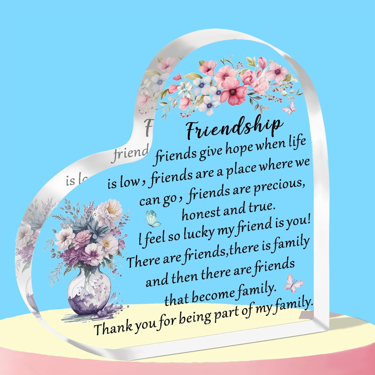 Friendship Gifts,Acrylic Plaque Friendship Gift For Her,Long Distance Relationship Gifts,Best Friend Gift,Bestie Gifts