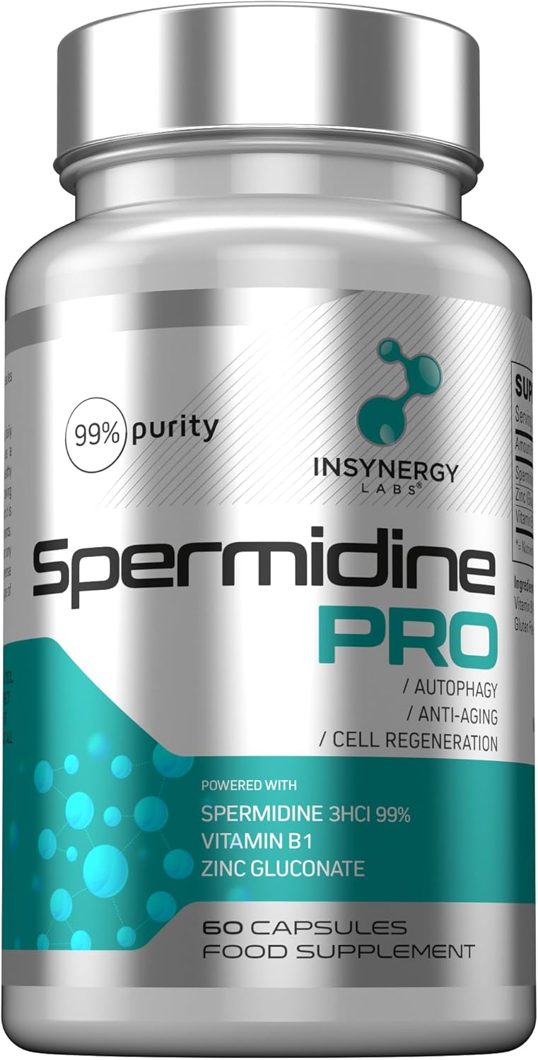 Spermidine 10mg (Optimum Dosage) 99% Purity with Zinc + Vitamin B1 for Superior Absorption, Longevity, 60 Vegan Capsules Spermidine Supplements