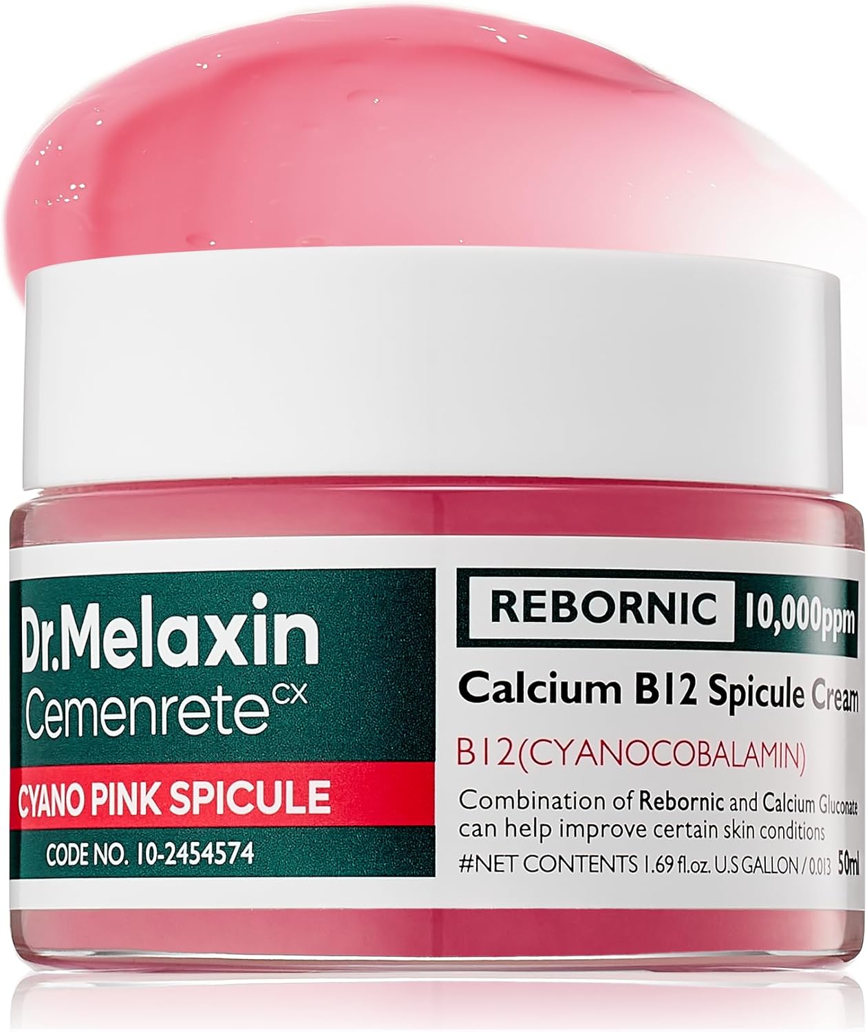 Dr.Melaxin Cemenrete Cyano Pink Spicule Cream With Calcium Vitamin B12 For Under Eyes Skin Dark Circles Fine Lines Puffiness&Eye Bags Cream 1.69 Fl. Oz.