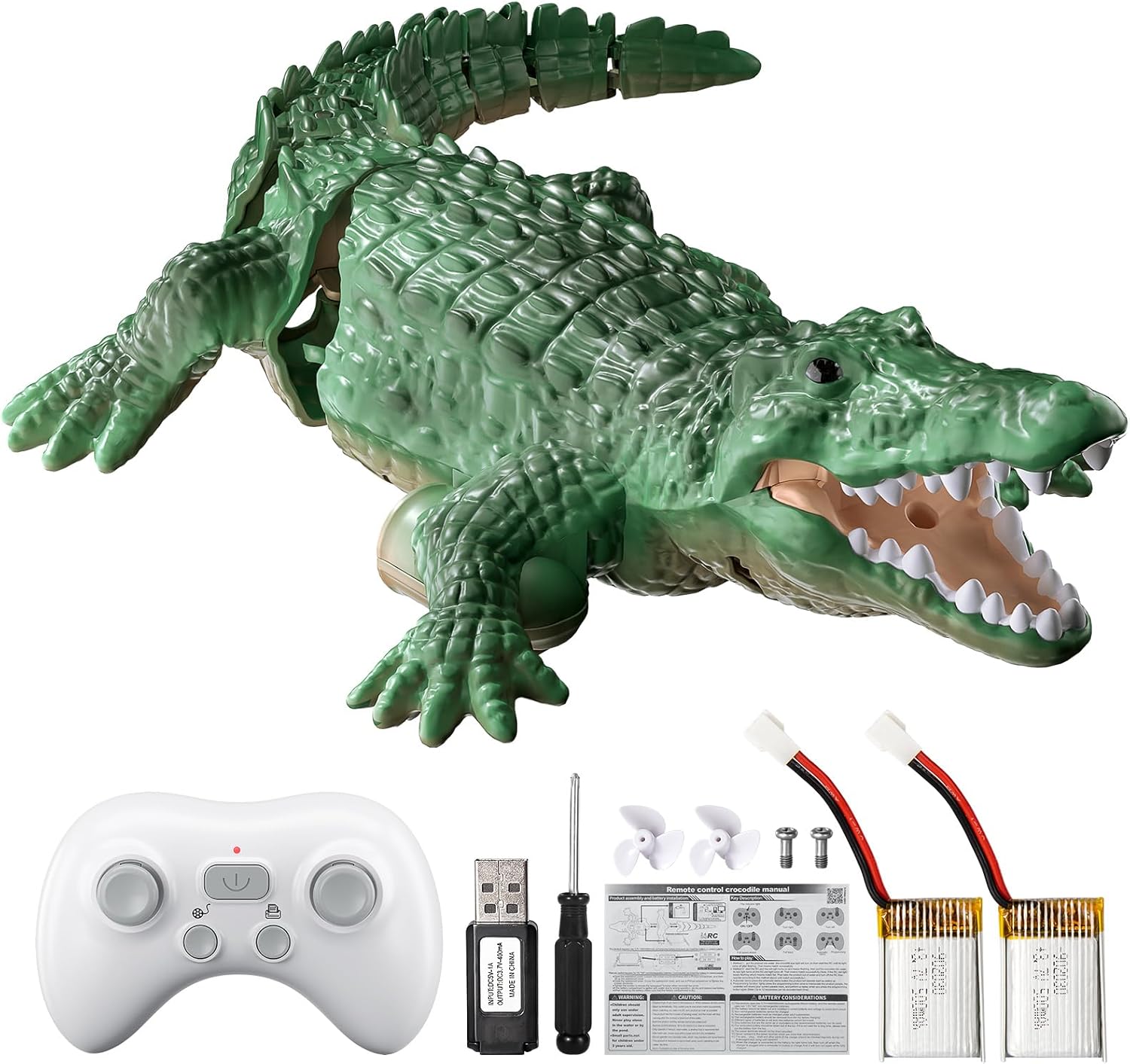 TEMI 2.4Ghz Remote Control Crocodile Toys for Boys Kids, High Simulation Alligator for Pool, Lake, Bathroom, Electric RC Fish Birthday Christmas Toys for 3 4 5 6 7 8 9 Year olds Boys Girls