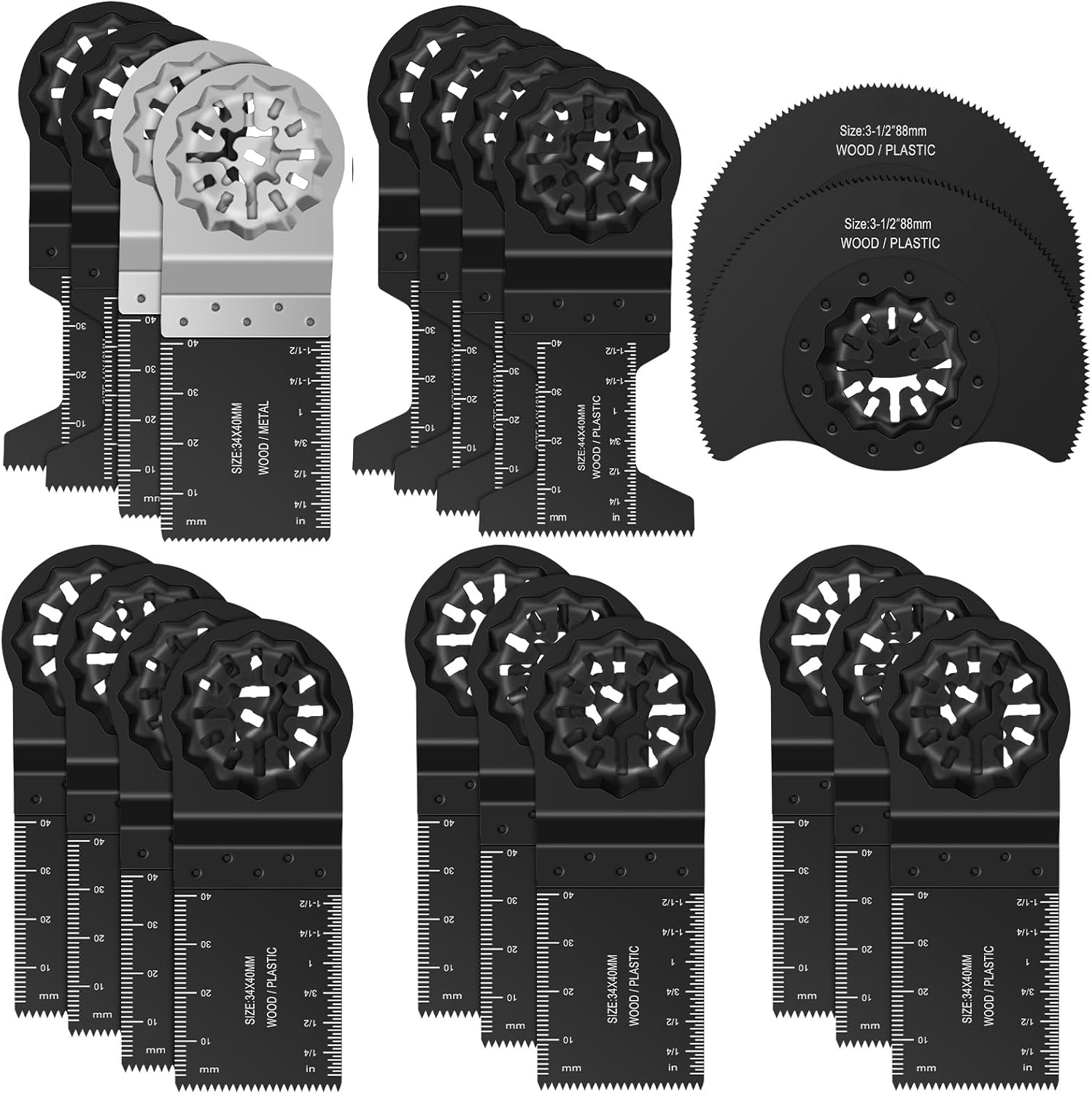 20 Pcs Multitool Blade Kits Cutting Oscillating Tool Accessories Universal Oscillating Saw Blade for Wood, Metal